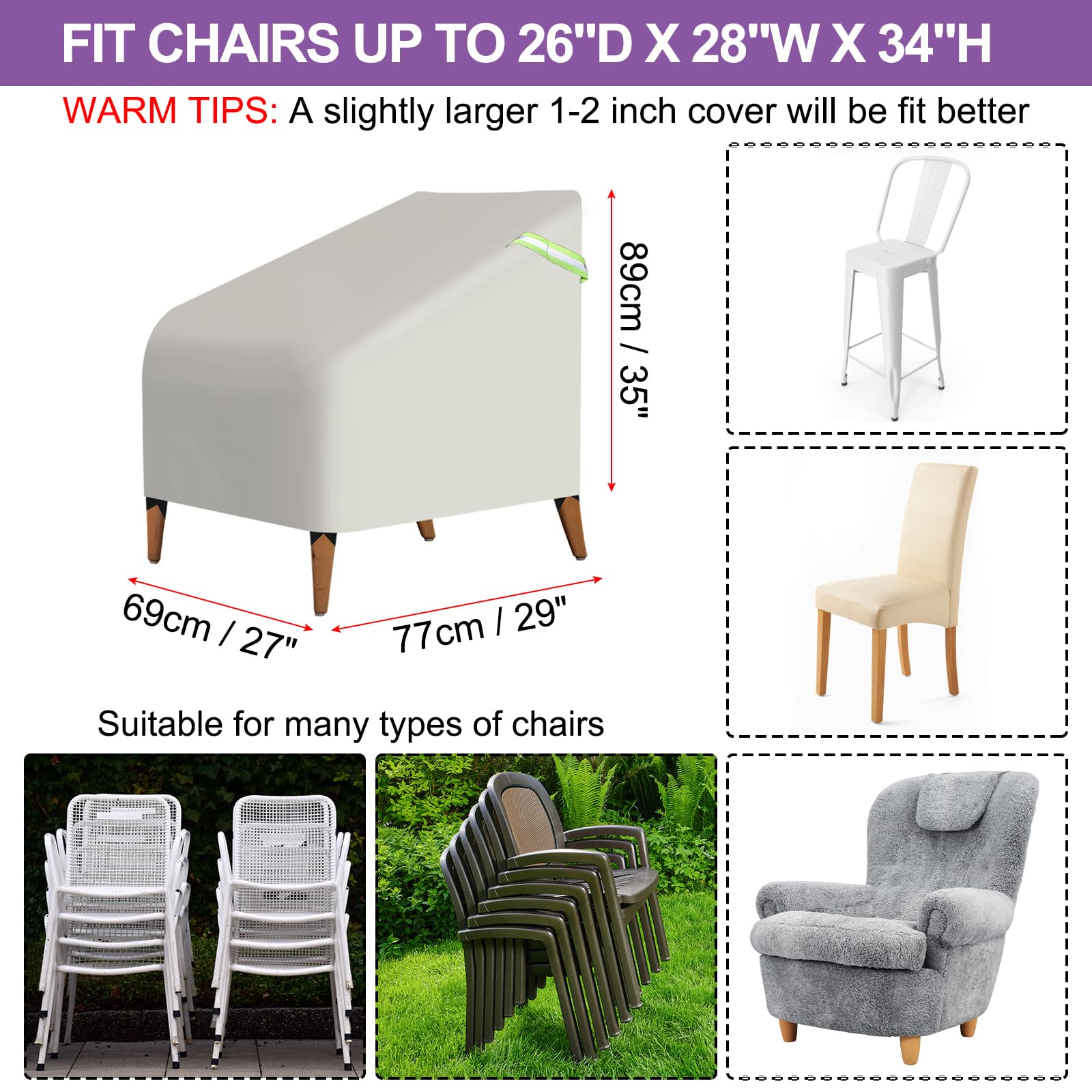 PATIKIL Outdoor Chair Covers Waterproof - Image 2