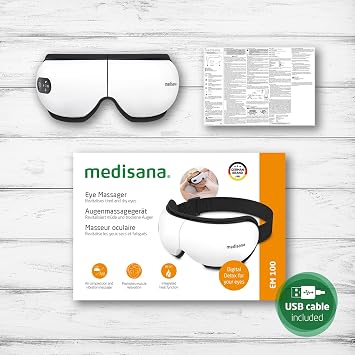 medisana EM 100 Eye Massager Face Massager with Massage Heat and Music Massager for Headaches Dry Eyes Swelling or Migraines Head Massager