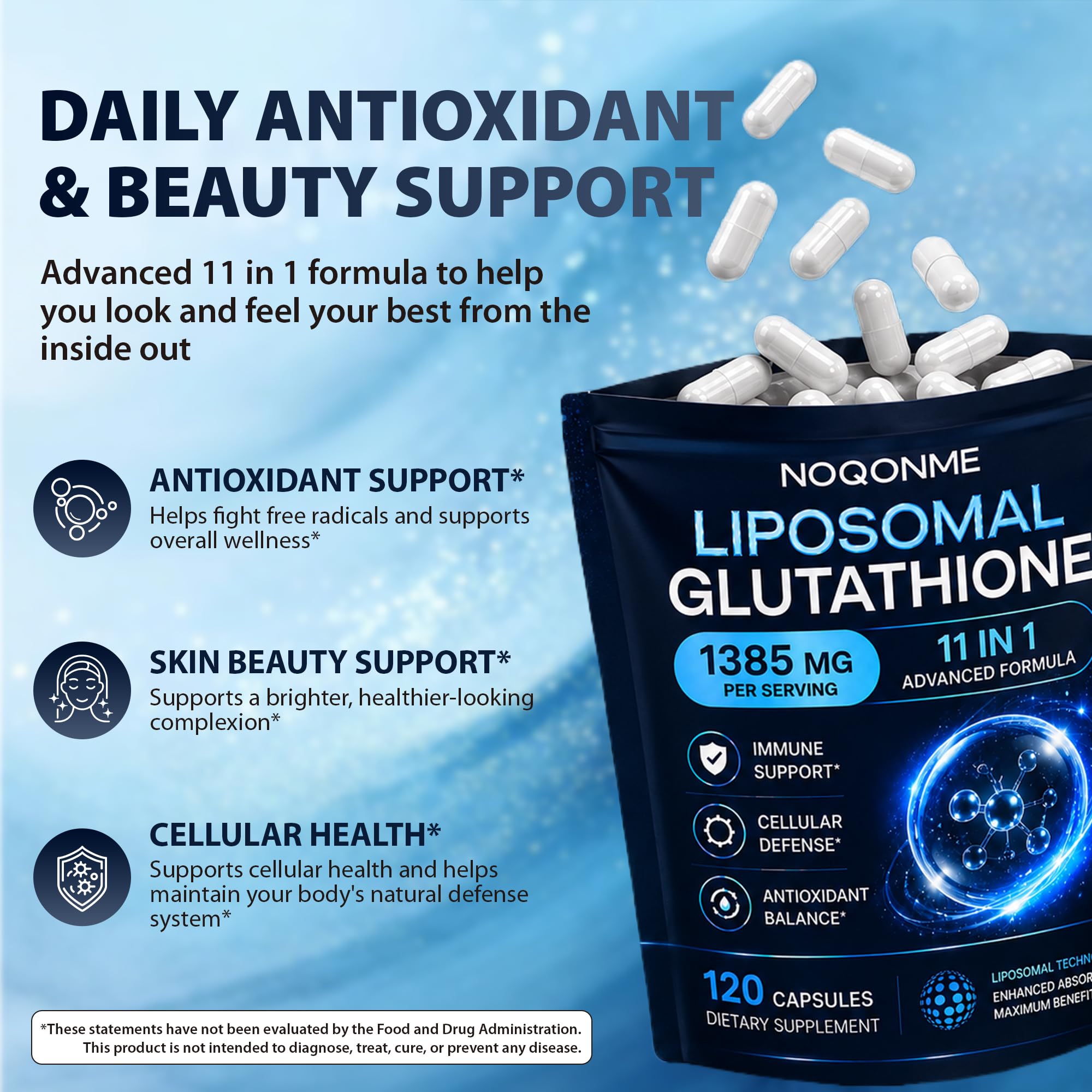 11-in-1 Liposomal Glutathione Supplement 1385mg, 120 Capsules — Amazon image 2