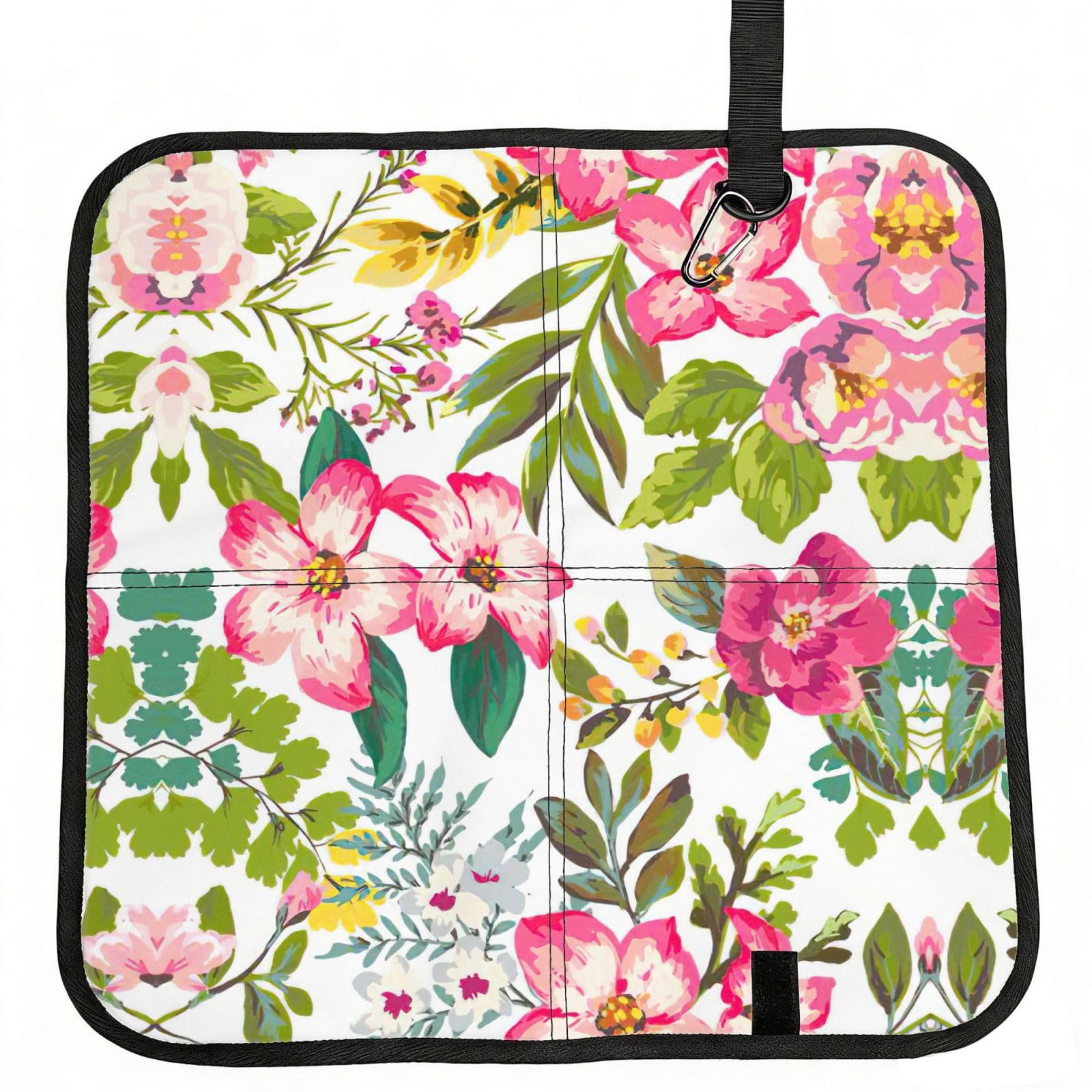 SDEGTHO Hibiscus Flowers Printed Foldable Seat Pad with Closure, Lightweight Cushion for Airplane Travel Camping