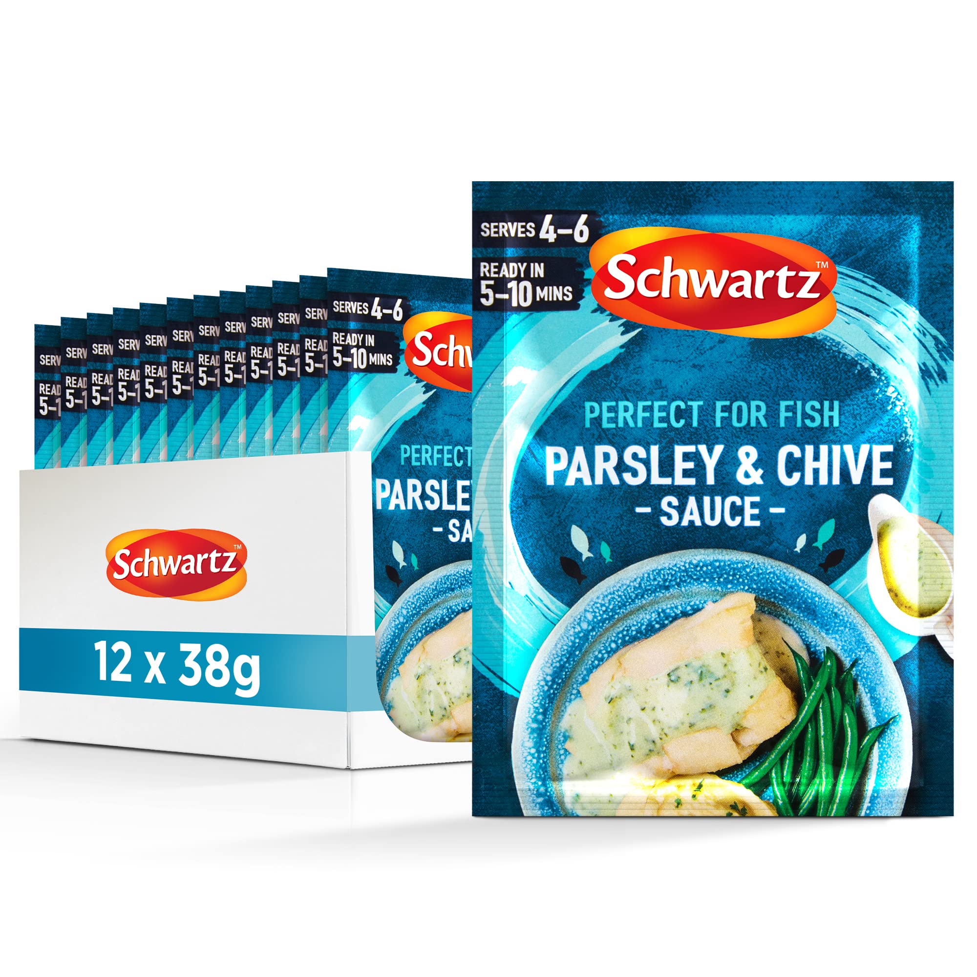 Schwartz Parsley and Chive Sauce Mix 38 G | Serves 4 - 6 | Pack of 12 | Well Balanced, Creamy and Aromatic Taste | Smooth Textures | Perfect for Fish | No Artificial Flavours or Colours