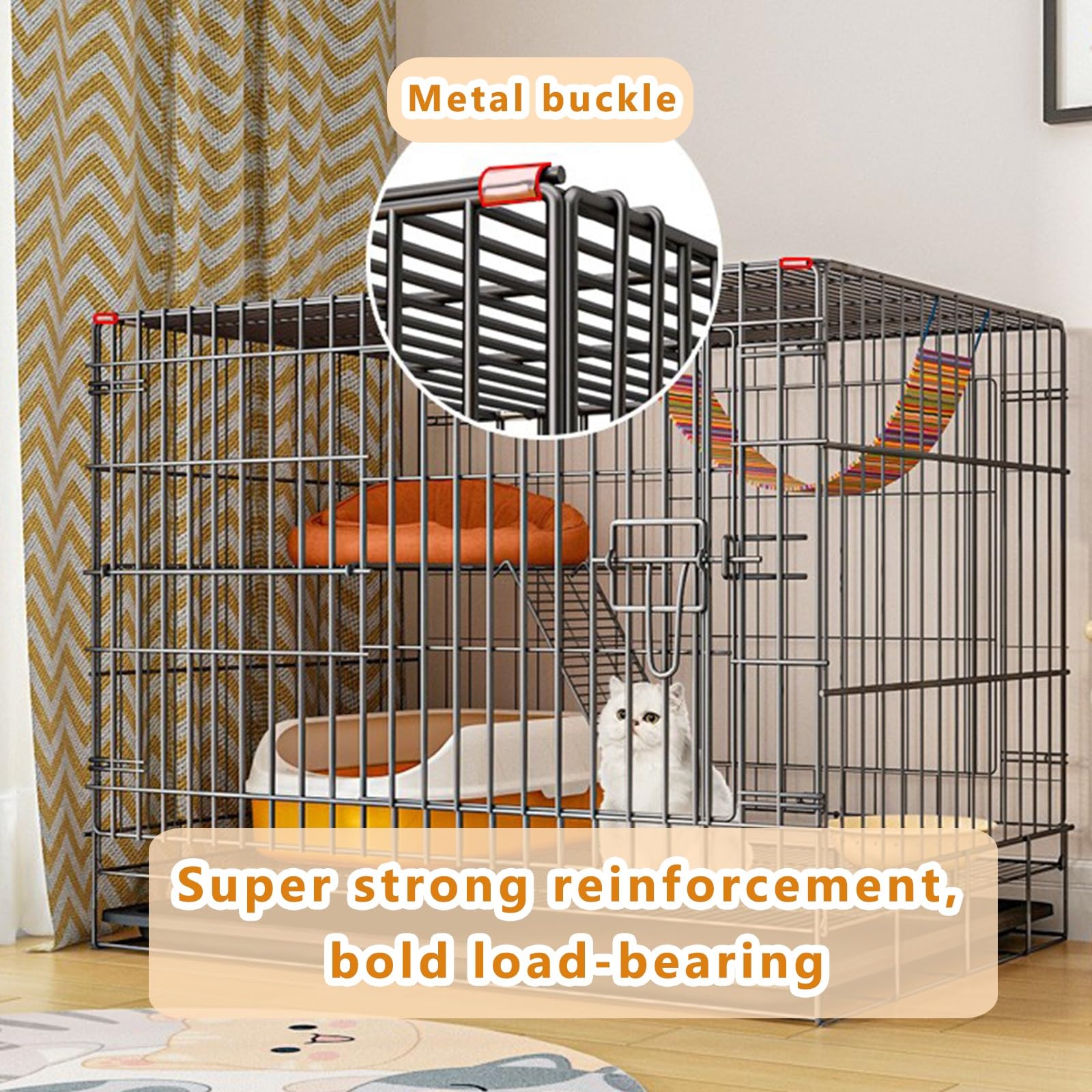 Gabbia per Gatti Interno Grande Spazio Libero Ambiente di Vita Multi-Livello Recinzione per Gatti in Filo Metallico Confortevole Gabbia per Cani Gabbia per porcellini d'India Recinzione per