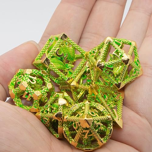 Miniatura 68 de D&D - Juego de dados de metal, 7 piezas poliédricos para Calabozos y Dragones, juegos de rol, juegos de mesa, juego de rol Shadowrun – Regalo hueco