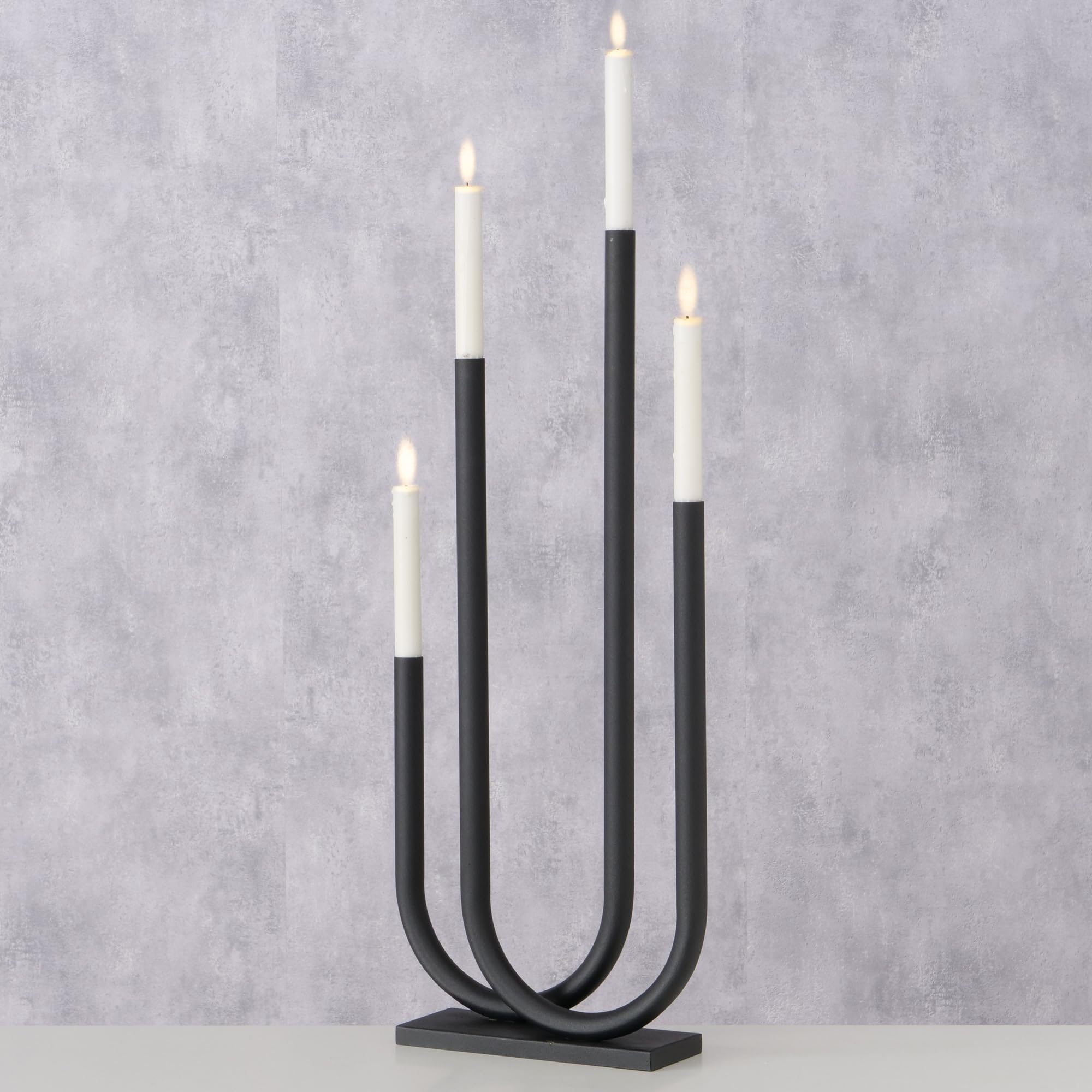 Boltze Kerzenleuchter Tonis (schwarz, Eisen, handgearbeitet, modernes Design, für Stabkerzen, Kerzenhalter, Kerzenständer, Kerzen Zubehör) 2052855