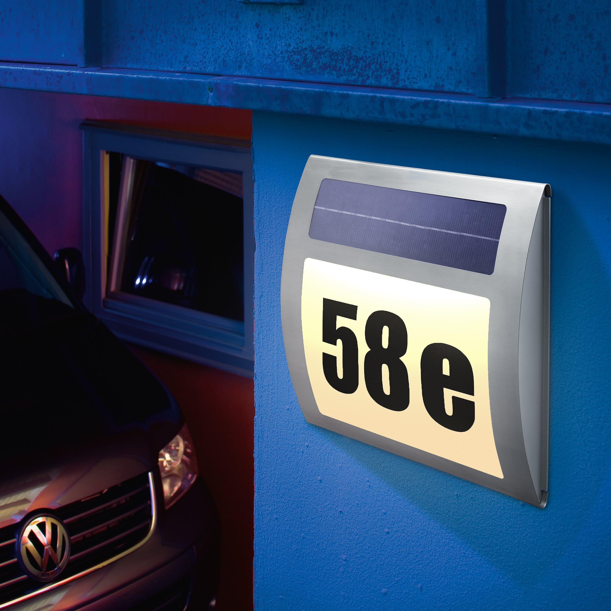 esotec Solarna lampa z numerem domu "Wave", ciepła biel 102035