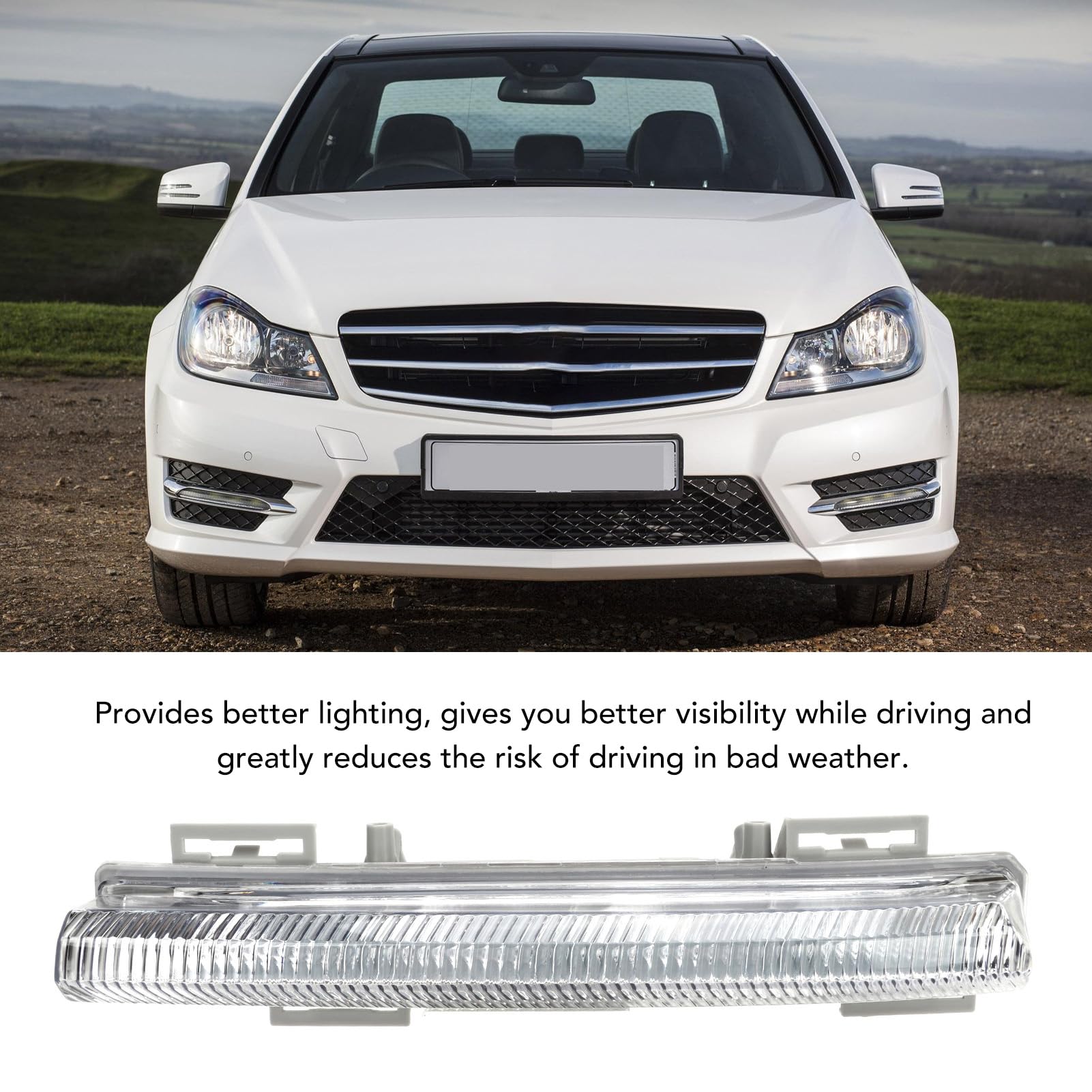 Feux de Circulation Diurnes, Feux de Circulation Diurnes LED Antibrouillard A2049068900 de Remplacement pour Benz Classe C W204 Classe E W212 C230 C250 C300 C350 Conduite Automobile, Ensembles(Gauche)
