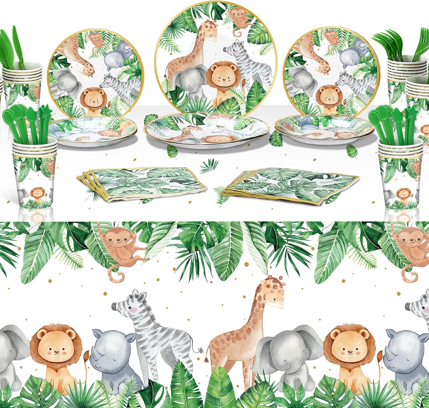 170 Pcs Jungle Safari Party Supplies Jungle Baby Shower