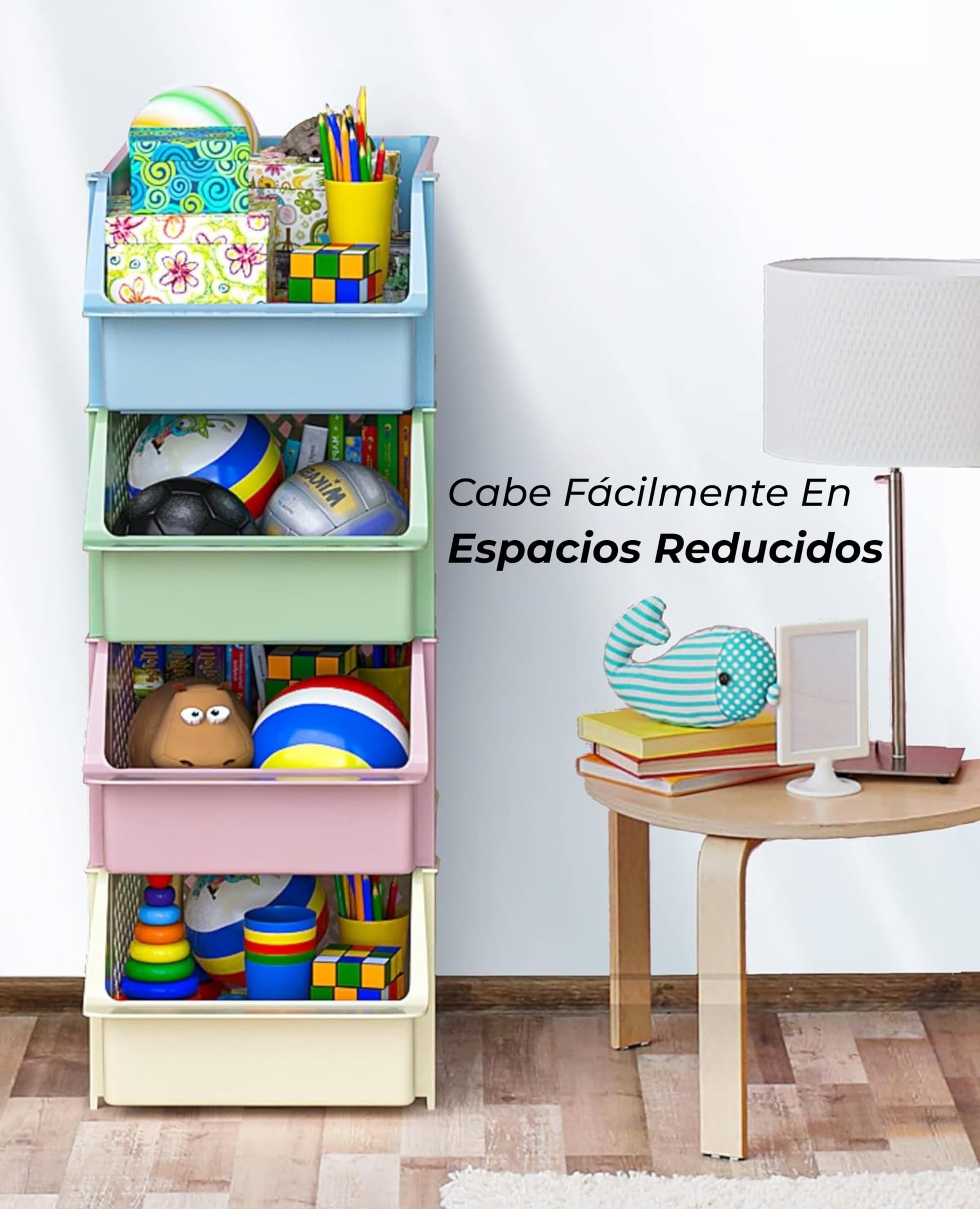 Skywin Cajas De Almacenamiento Apilables Pack De 4, Frontal Abierto, Cocina