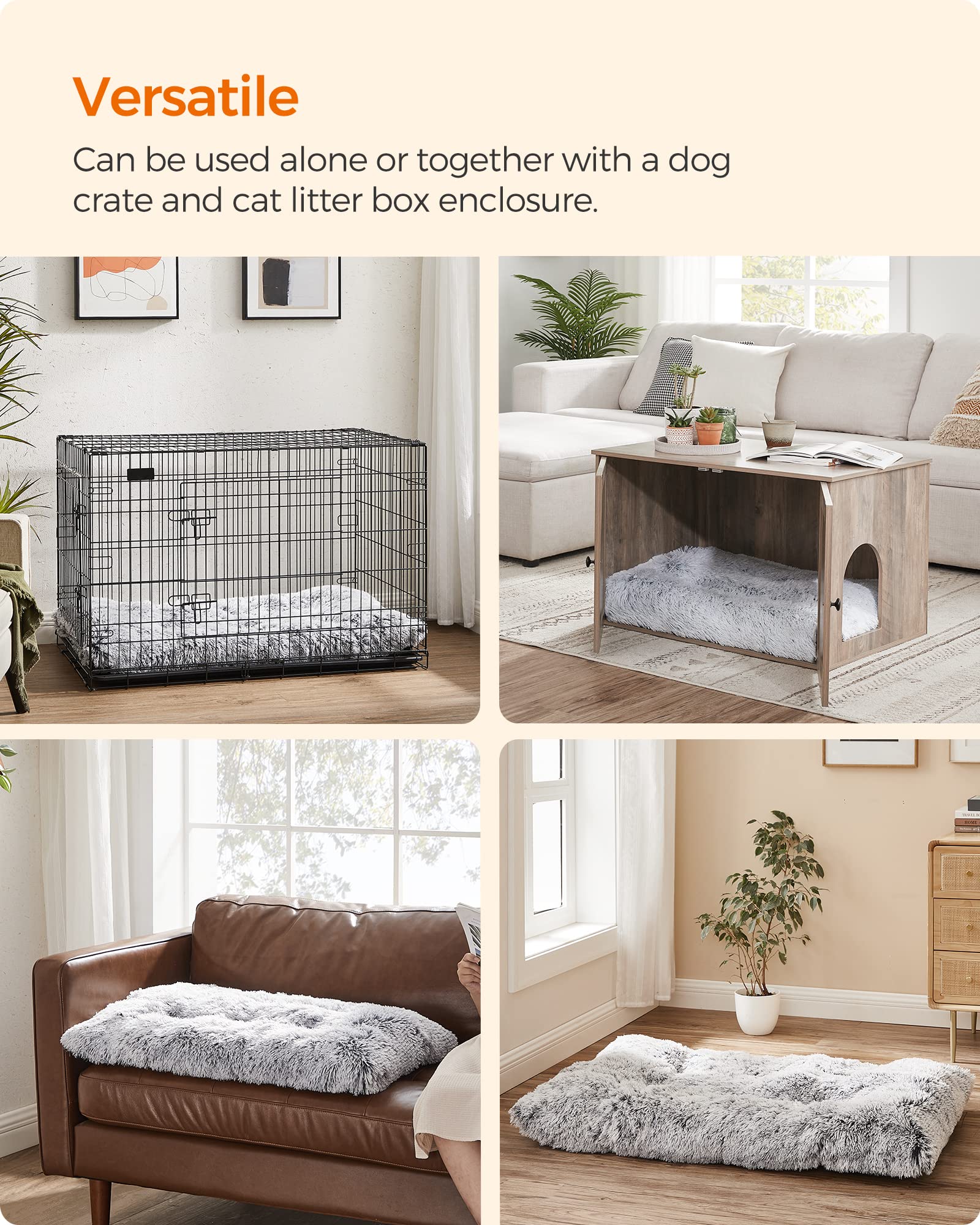 Feandrea Cama para Perros, Sofá para Mascotas, 122 x 74 cm, Lavable, Cojín para Perros, Gris Ombré PGW204G01