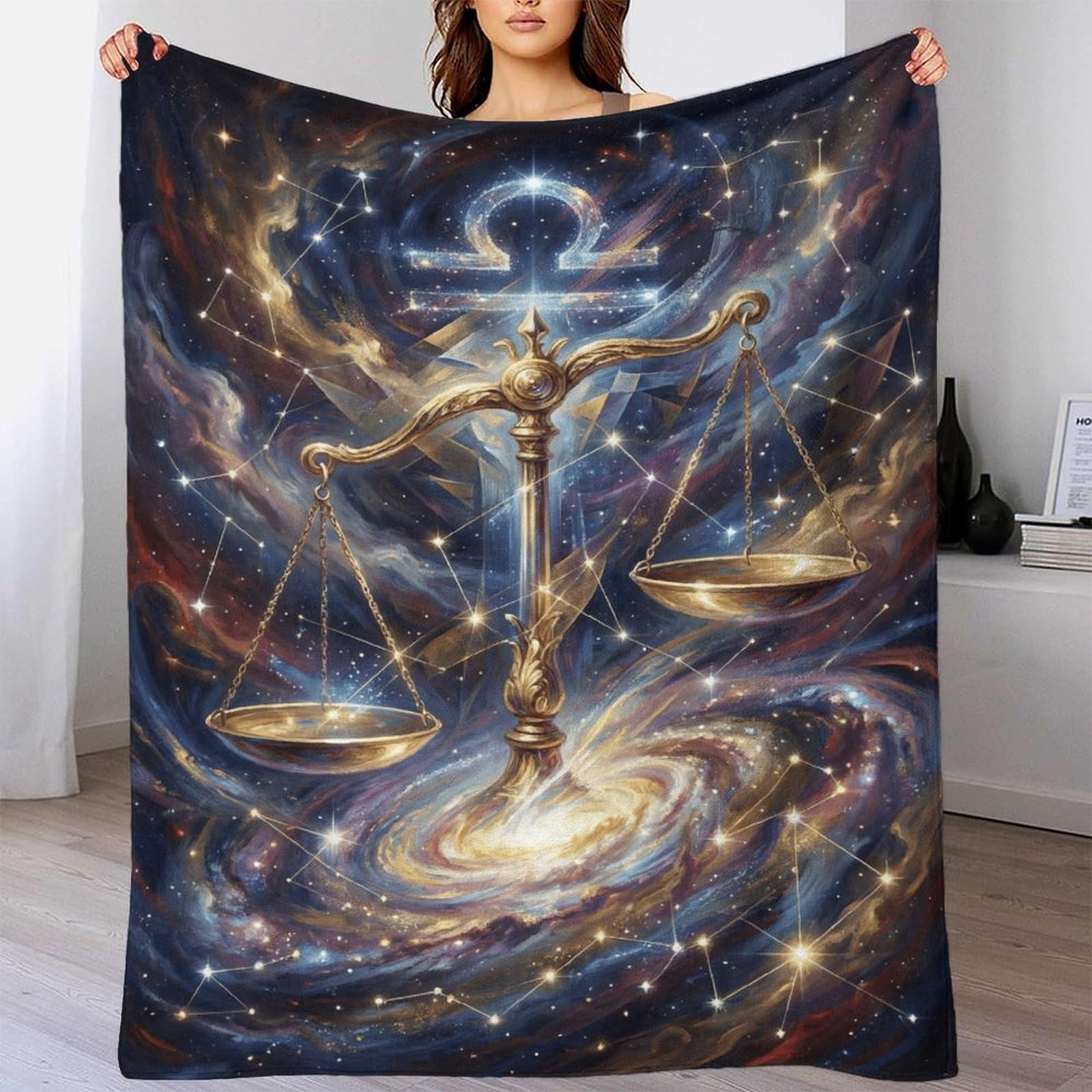H3B8U2Y5 Libra Zodiac for for Flannel Throw Blanket, Sofa Reading Use