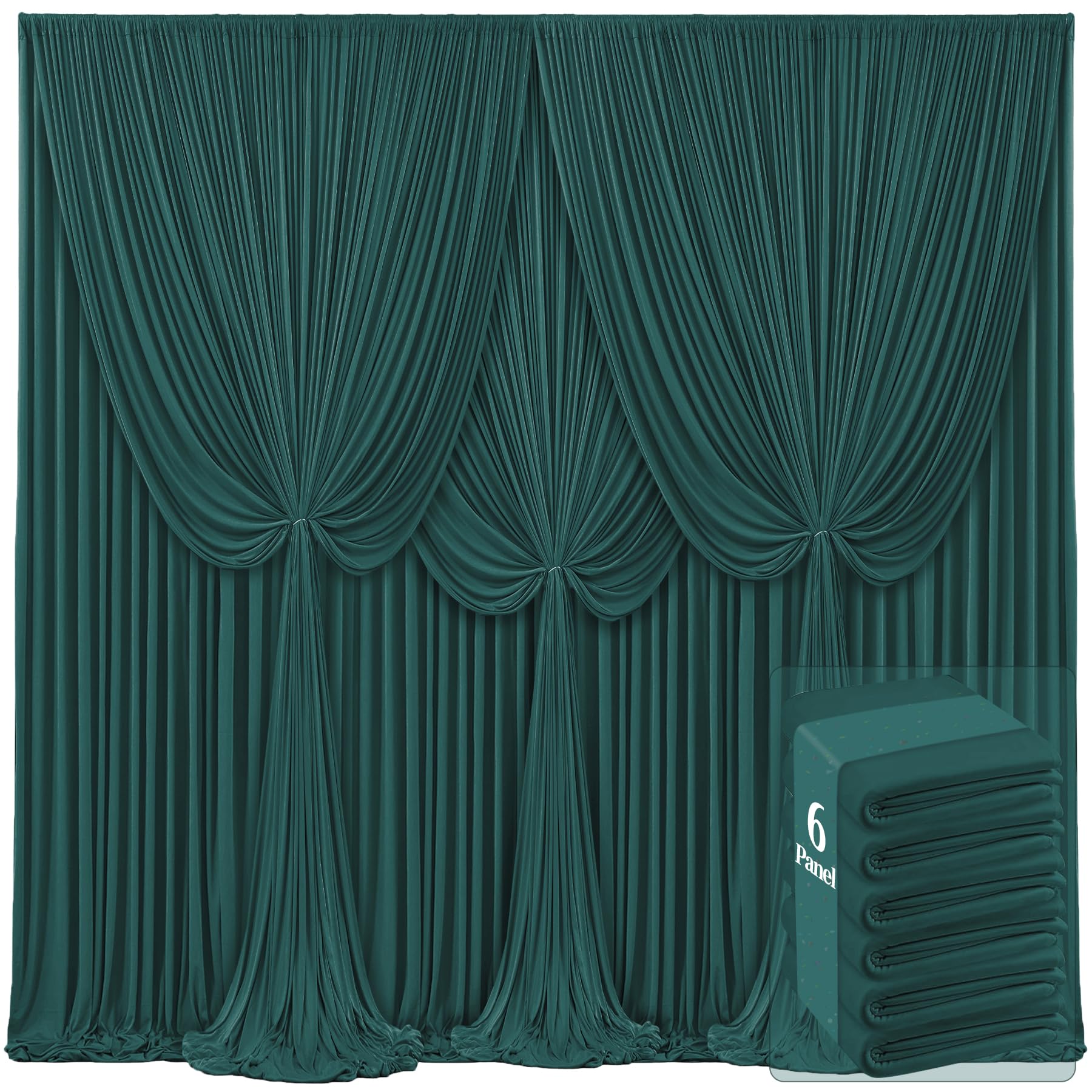 6 Panels Hunter Green Backdrop Curtains for Wedding Party Wrinkle Free Backdrops Curtain Drapes Fabric Decorations Photo Back Drop Cloth for Baby