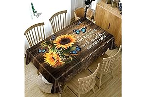 Country Style Rectangle Tablecloth, Elegant Rustic Waterproof Sunflower Tablecloth for Square Table,...
