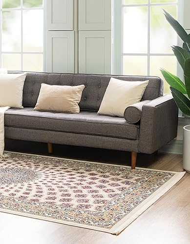 Miniatura 4 de Rugs.com Rabia Collection - Alfombra baja marfil de 5 x 8 pies, perfecta para dormitorios, comedores, salas de estar