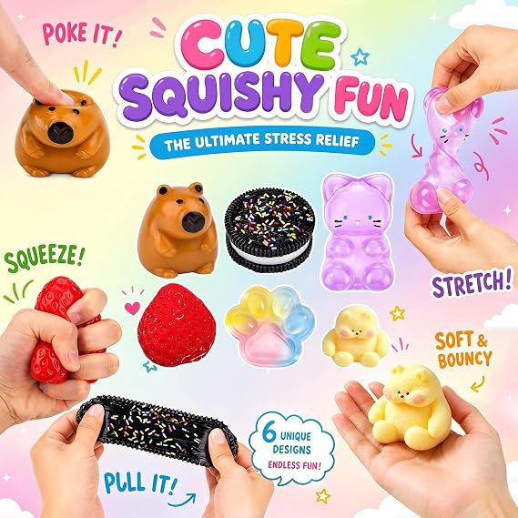 6PCS Taba Squishy Toy Set, Fufu Squishy Fidget Toys for Adults