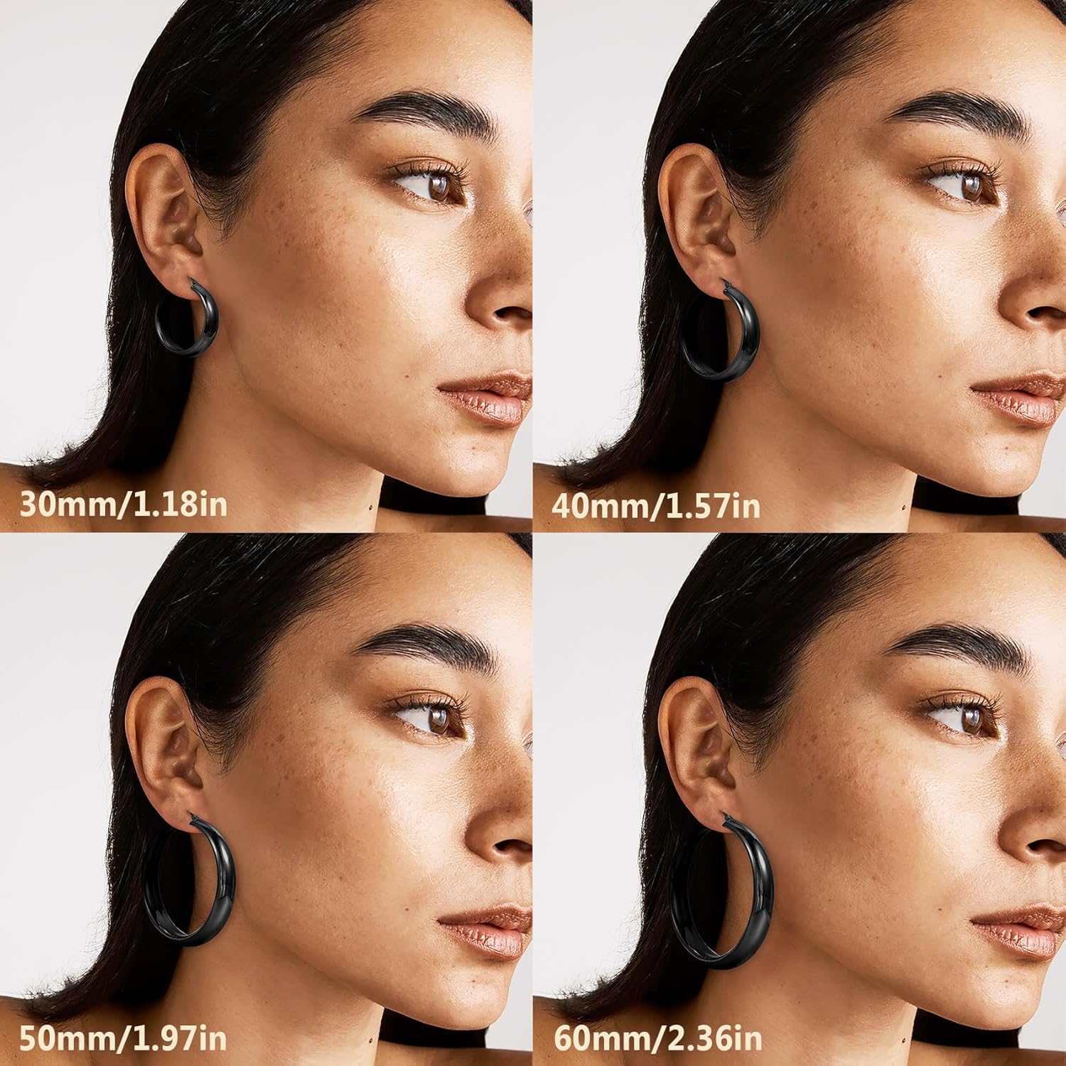 YOUNGYUE 8mm Wide Chunky Gold Hoops 14K Real Gold Plated Hypoallergenic 925 Sterling Silver Hoops Lightweight Big Gold Hoop Earrings for Women 30/40/50/60mm - Image 5