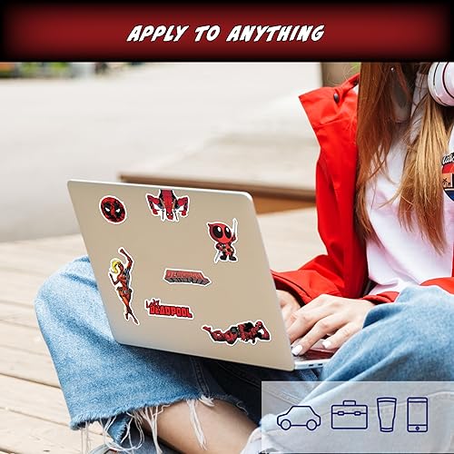 Miniatura 7 de Marvel Deadpool - Juego de 12 calcomanías de vinilo para automóvil, ventana, camión, parachoques, laptop, vaso, teléfono celular, licencia de Marvel