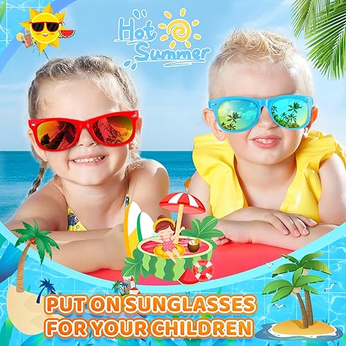 Miniatura 6 de Paquete de 24 lentes de sol para niños con protección UV400, recuerdos de fiesta para niños y niñas de 3 a 8 años, bolsas de regalo de neón para