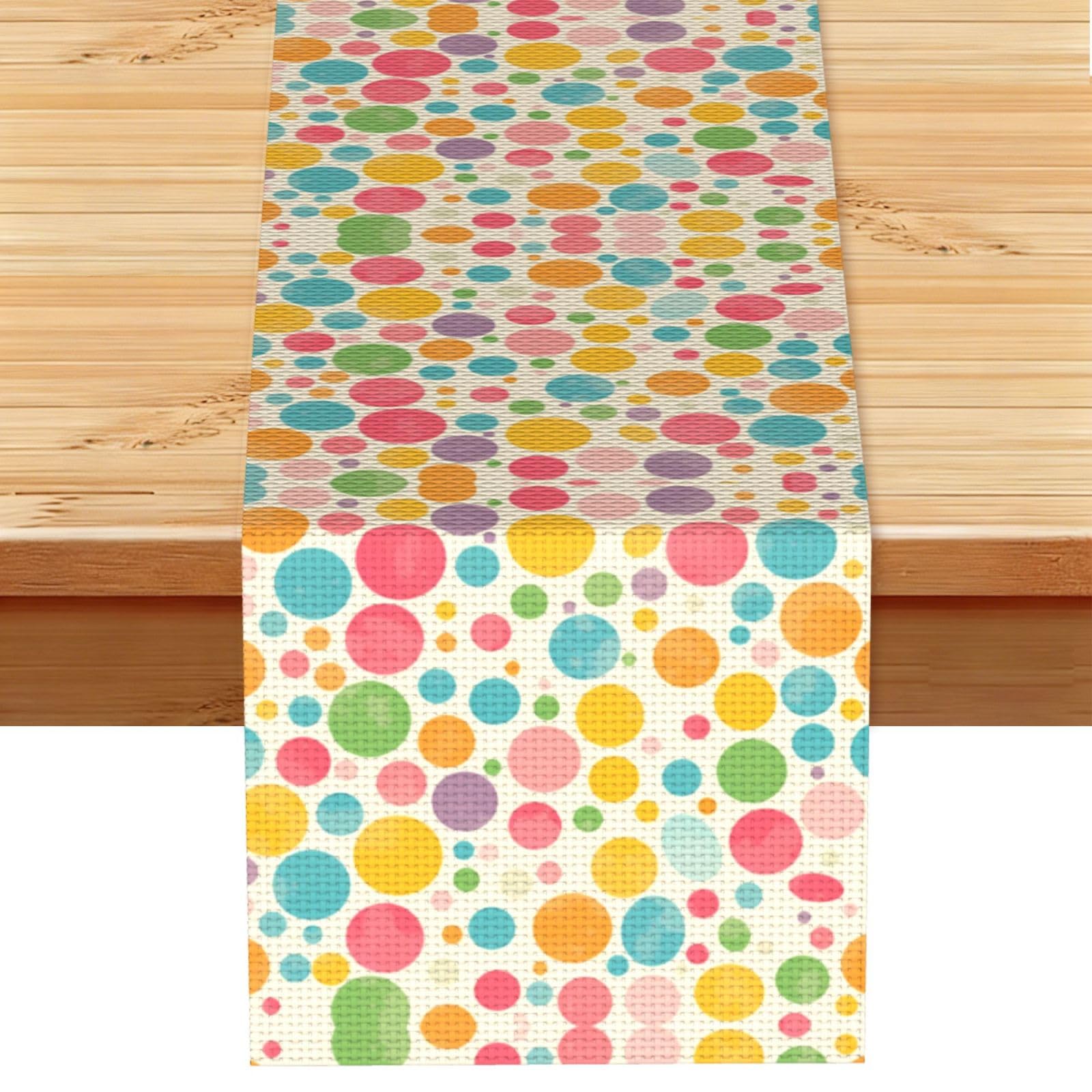 Polka dots all over Linen Feel Table Runner Wedding Party Home Decoration