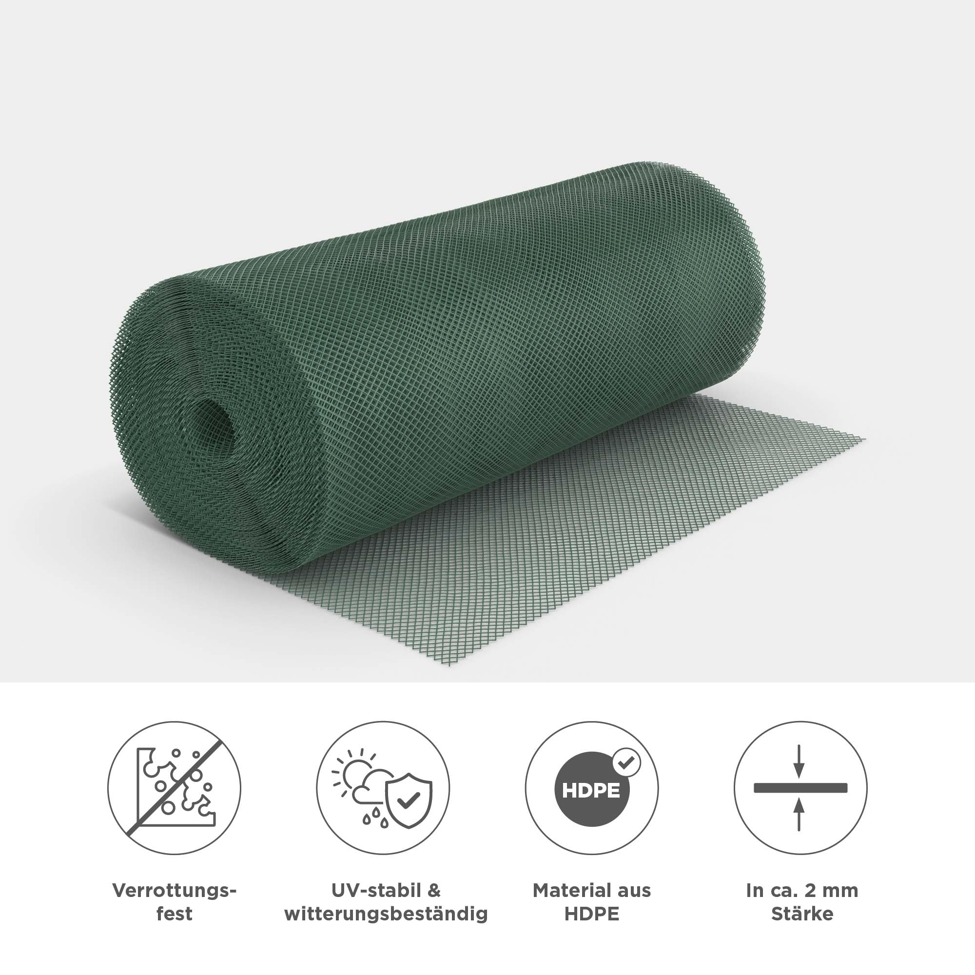 blizz-z Maulwurfsperre HDPE B: 1m x L: 50m (480g/m²) - grün - 1 Rolle | Maschenweite 13 x 13 mm - Maulwurfschutz Maulwurfgitter Kunststoffgitter - UV-stabil, verrottungsfest - Made in EU