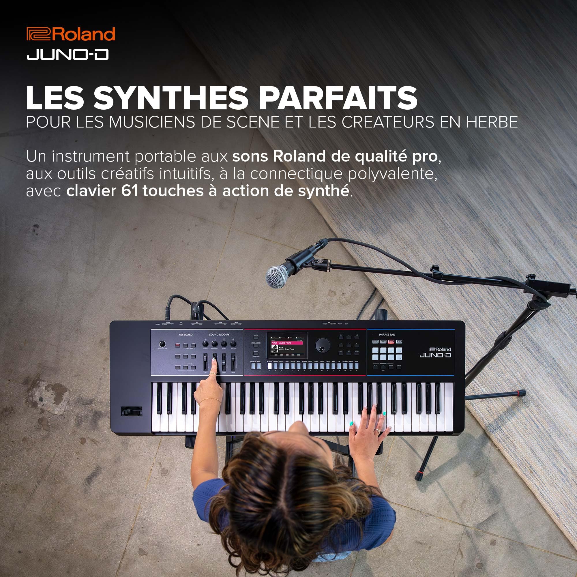 Synthétiseur JUNO-D6 Roland | Clavier à 61 touches à action de synthé | Générateur ZEN-Core avec plus de 3800 sons intégrés | Outils créatifs intuitifs | Audio/MIDI par USB-C