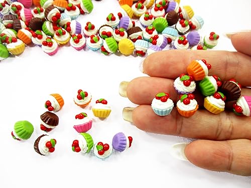 Miniatura 5 de Casa De Muñecas Miniatura Alimentos de Lot 100 Mixed Cupcakes Cherry parte superior Wholesale 6322