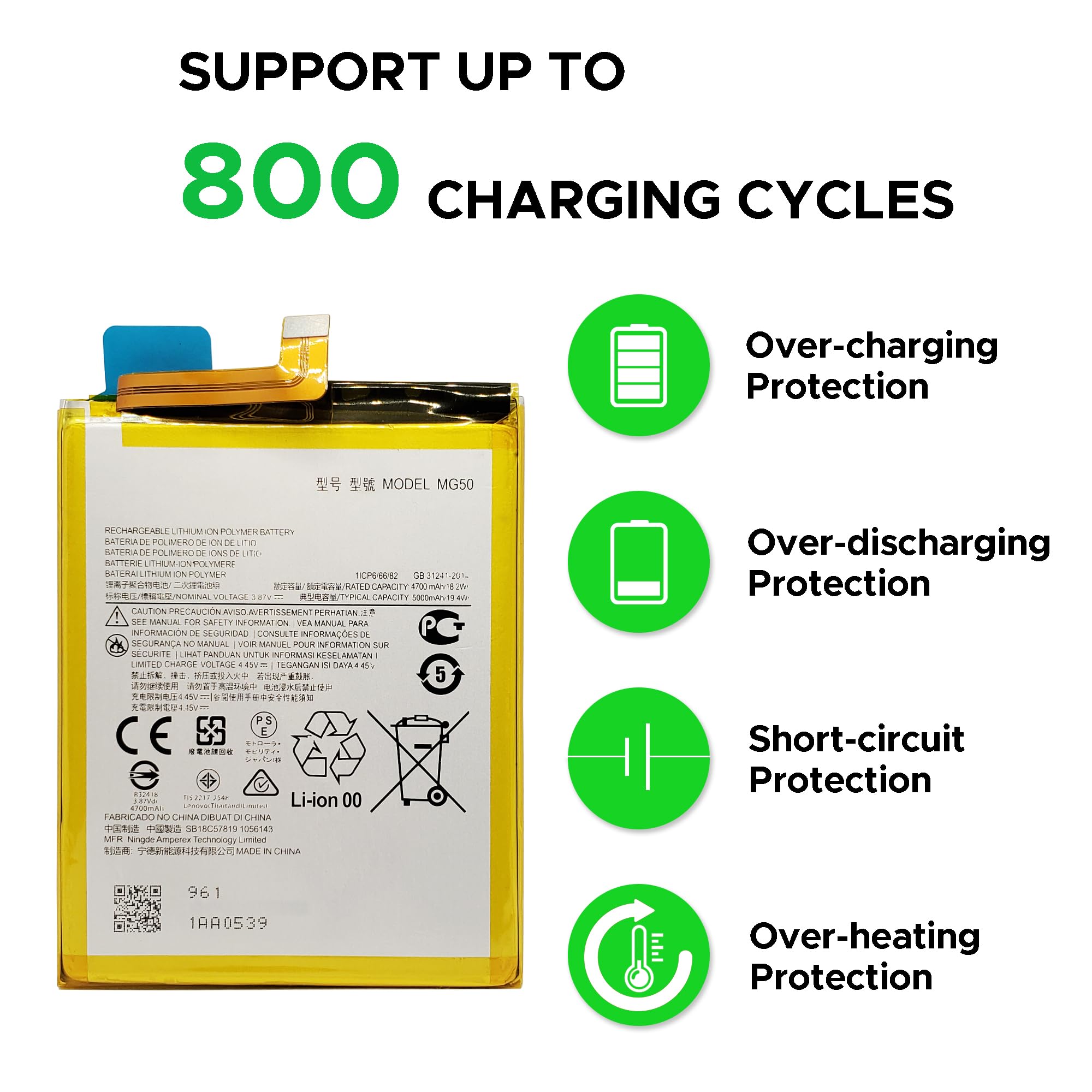 GREEN FUSION New 0 Cycle Replacement Battery MG50 Compatible with Moto G9 Plus XT2087 with Repiar Tools