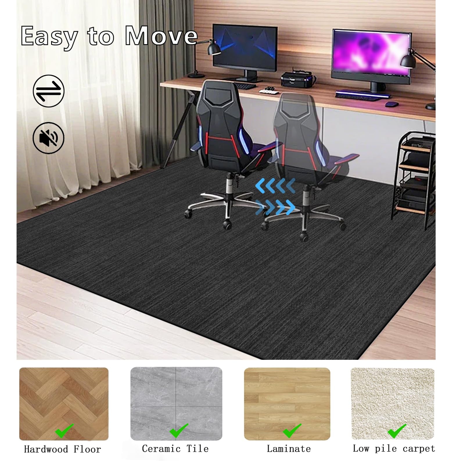 Alfombrilla para Silla de Escritorio, 120 x 160 cm Alfombra Silla Ruedas Gaming Oficina, Alfombrilla de Protección para Suelos Duros, Alfombra Gamer, Base para Silla de Oficina, Alfombra Silla Gaming