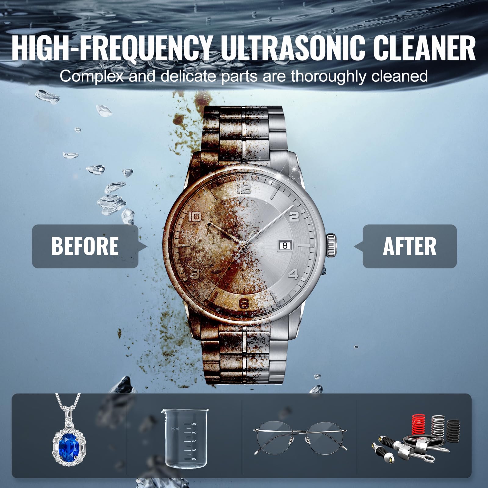 VEVOR Nettoyeur à Ultrasons Numérique 3 L, Bac Ultrasons 120 W 40 kHz, avec Dégazage Amélioré et Mode Doux, Appareil de Nettoyage Ultrasonique Pro avec Minuterie, Chauffage et Panier, pour Bijoux