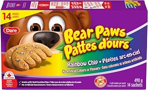 Bear Paws Rainbow Chip Cookies - Soft Cookie Snack Packs, School Snacks, Made With Real Chocolate Chips, Peanut Free, Family Pack, 490g, 14 Pouches