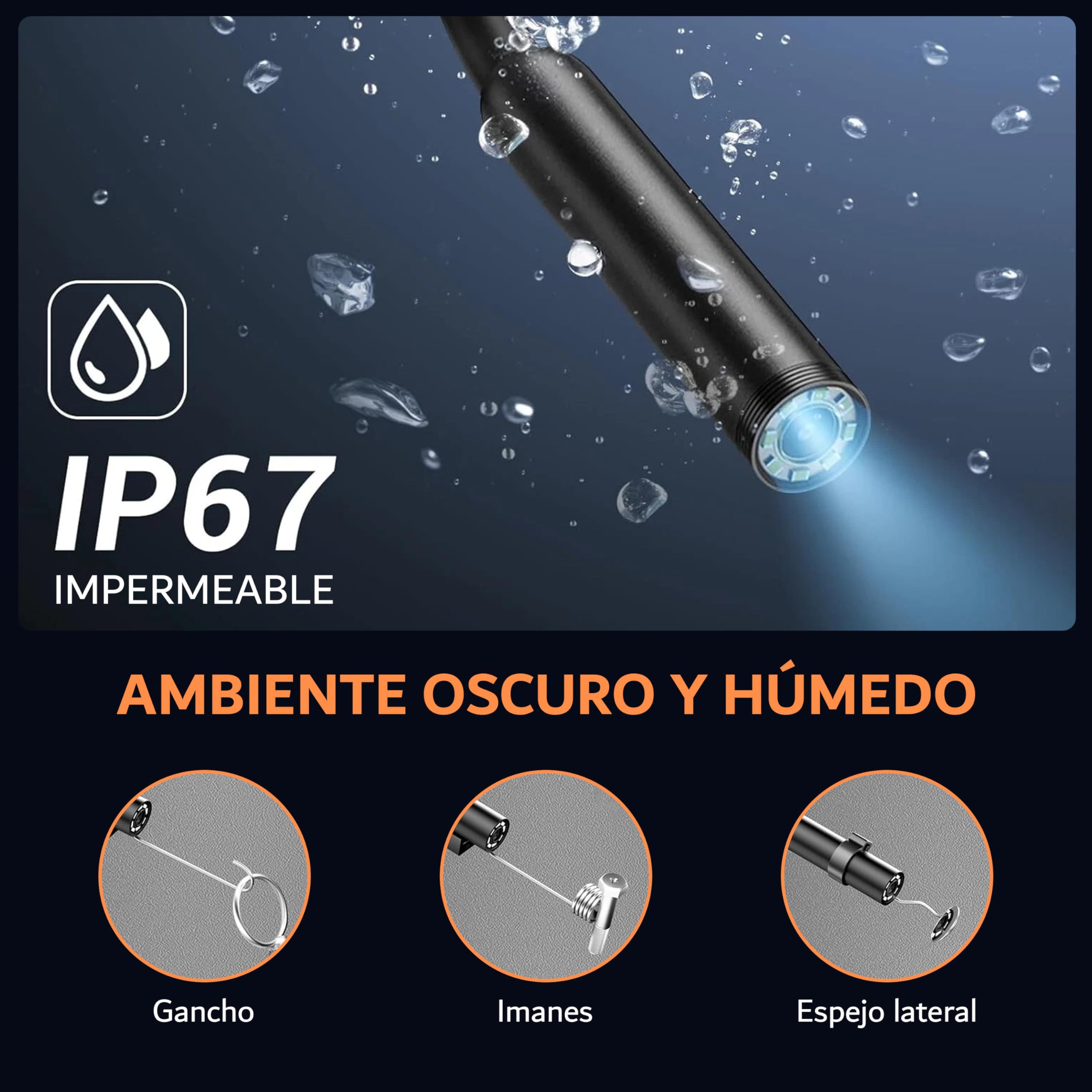 VALUEFIND Camera endoscópica Enfoque automatico Gran Angular 170 Grados 2 MP 8 Leds Ajustables Gran Pantalla de 4,3 Pulgadas HD para Realizar Sus inspecciones industriales domesticas o mecanicas