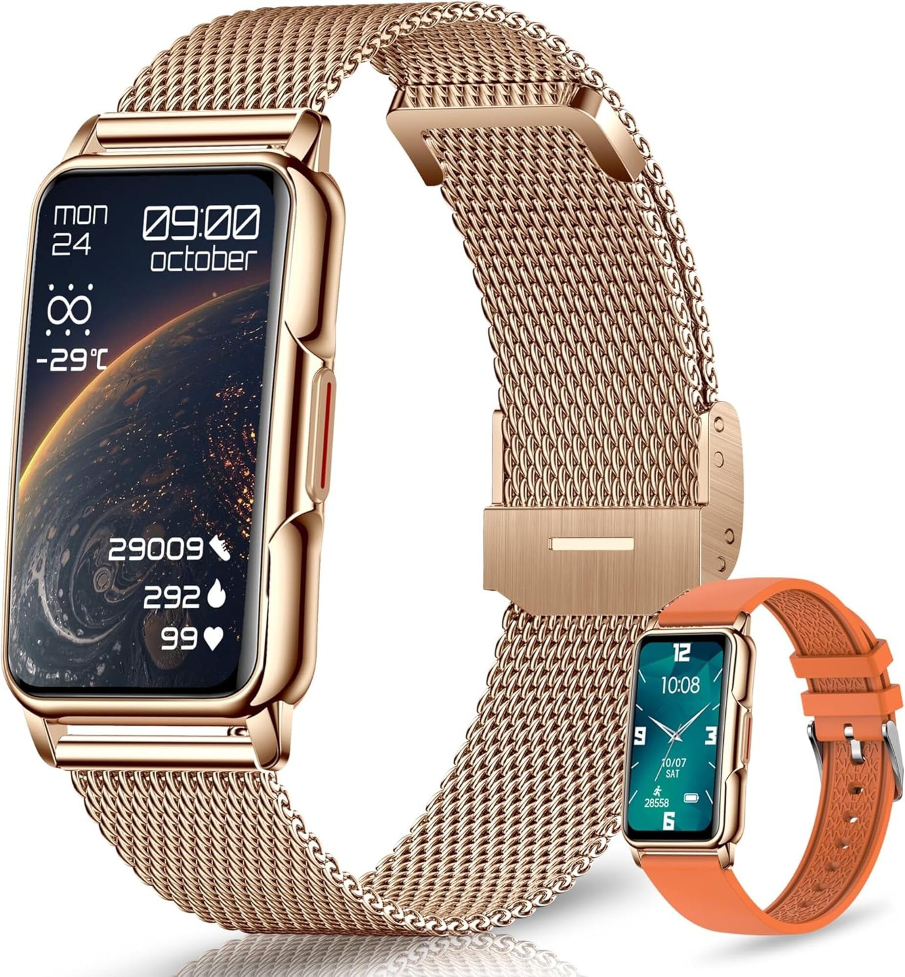 128+ Modes Sportifs Montre Connectée Femme Homme, 1,47"HD Montre Femme avec Bluetooth, Météo, Sommeil, SpO2, Pression Artérielle, Fréquence Cardiaque, Rappel Sédentarité, Smartwatch Santé Android/iOS