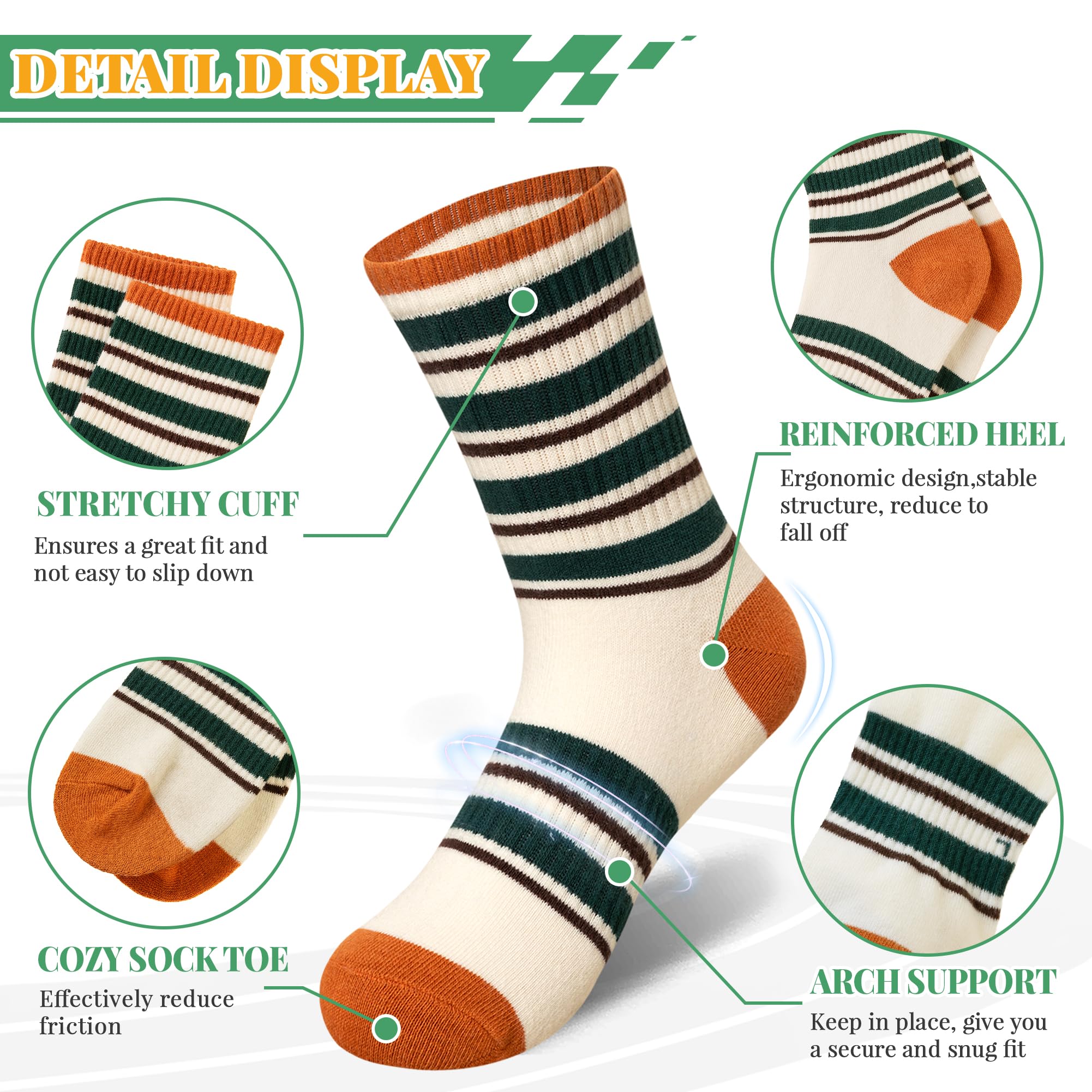 SEEYAN Calcetines deportivos para niños y jóvenes, de algodón, para correr, baloncesto, 6 pares