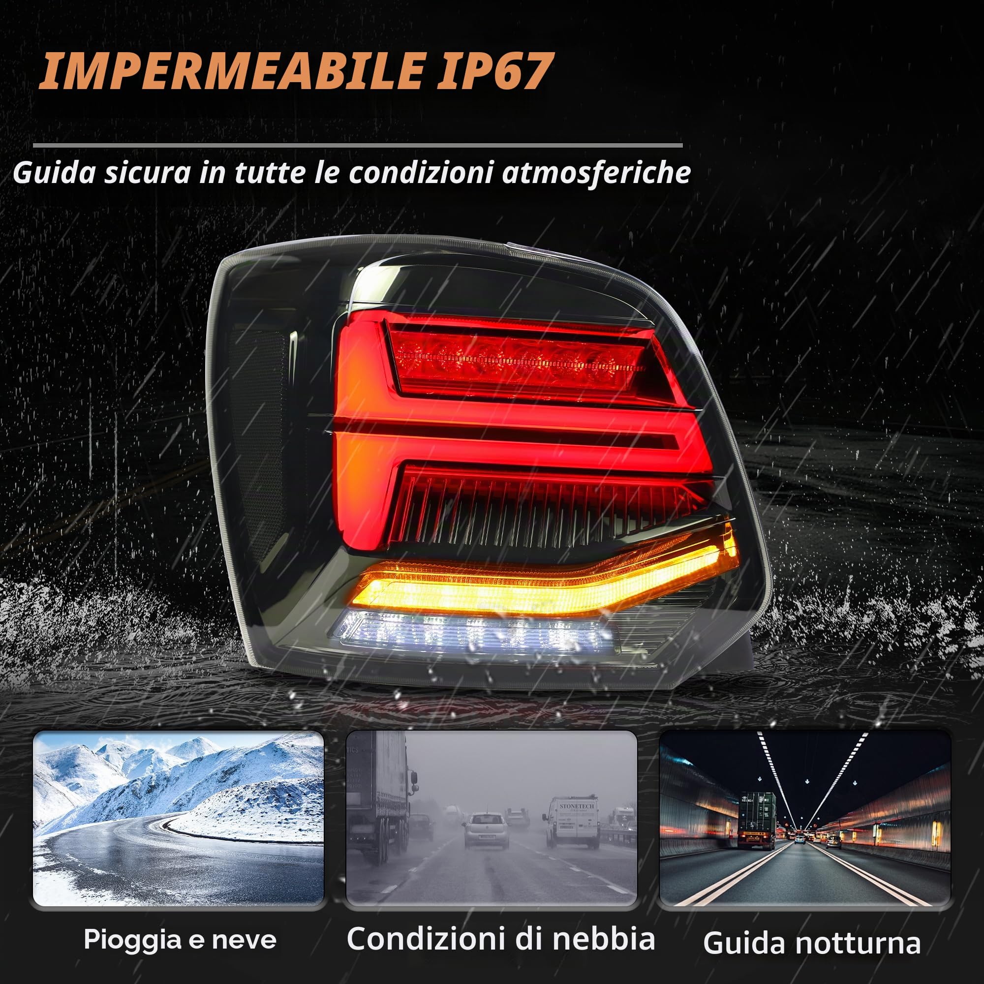 VLAND LED fanali posteriori compatibili con Polo 5 Polo MK5 6R 6C 2009-2017 (non per 1.2 TSI/R), con Con indicatori di direzione sequenziali, 1 set (nero)