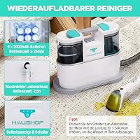 HAUSHOF StainZapper Air Akkumulátoros Folttisztító, 24V Kárpittisztító Gép, 12 kPa Szívóerő, 1,5L Tartály, Szőnyeg és Bútor Tisztítására 5