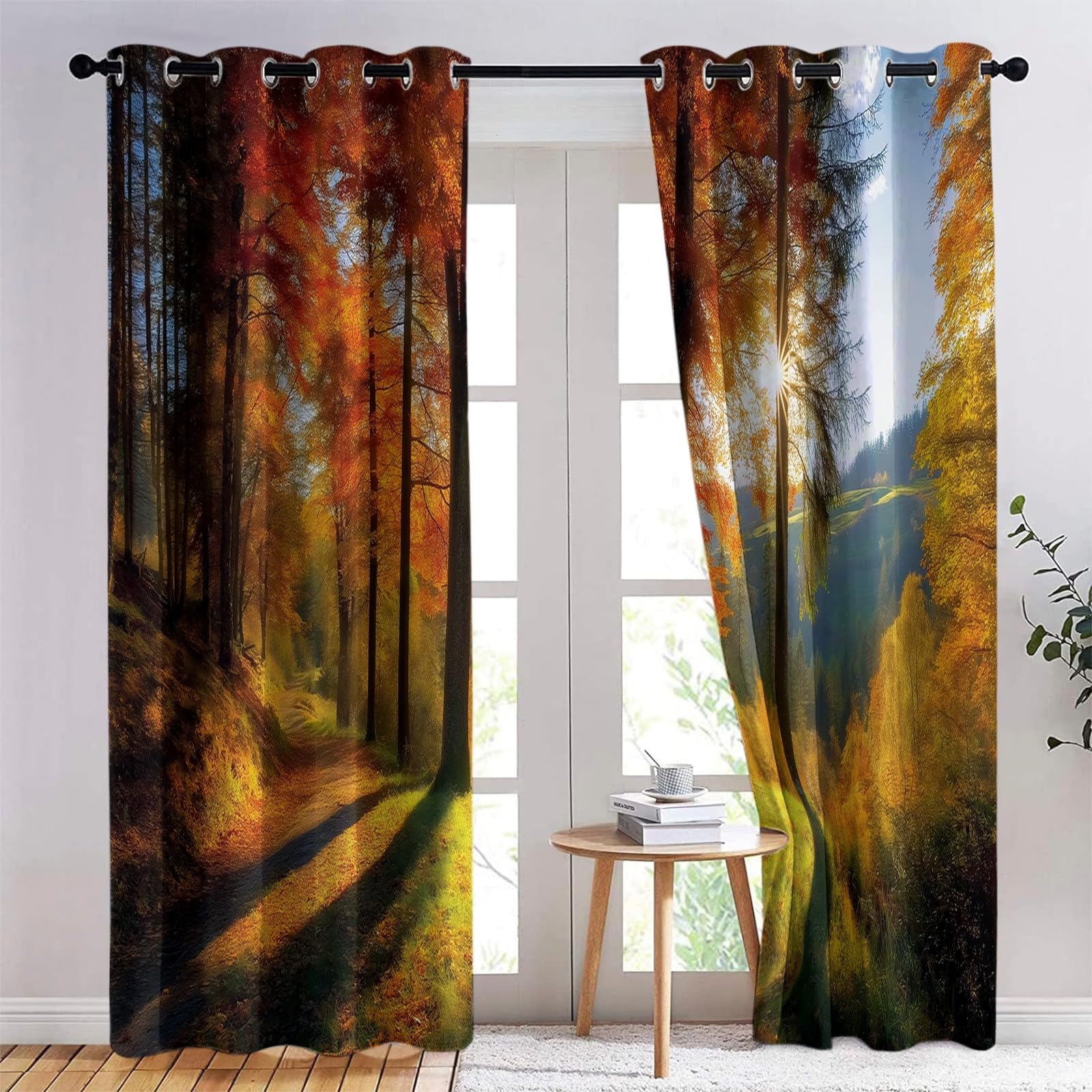 Juego de 2 cortinas opacas para niños, 260 x 140 cm, con ojales, opacas, térmicas, opacas, para habitación infantil, color naranja