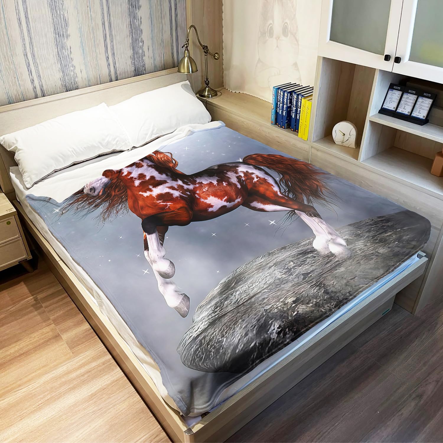 YISUMEI Decke Einheimisches Pferd Kuscheldecken Weich Flanell Fleecedecke Bettüberwurf(150x200cm)
