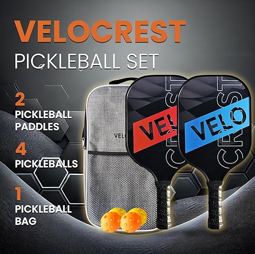 Miniatura 2 de Juego de paletas de pickleball 2 paletas ligeras con material de fibra de carbono y acabado de fibra de vidrio para disparos controlados, diseño