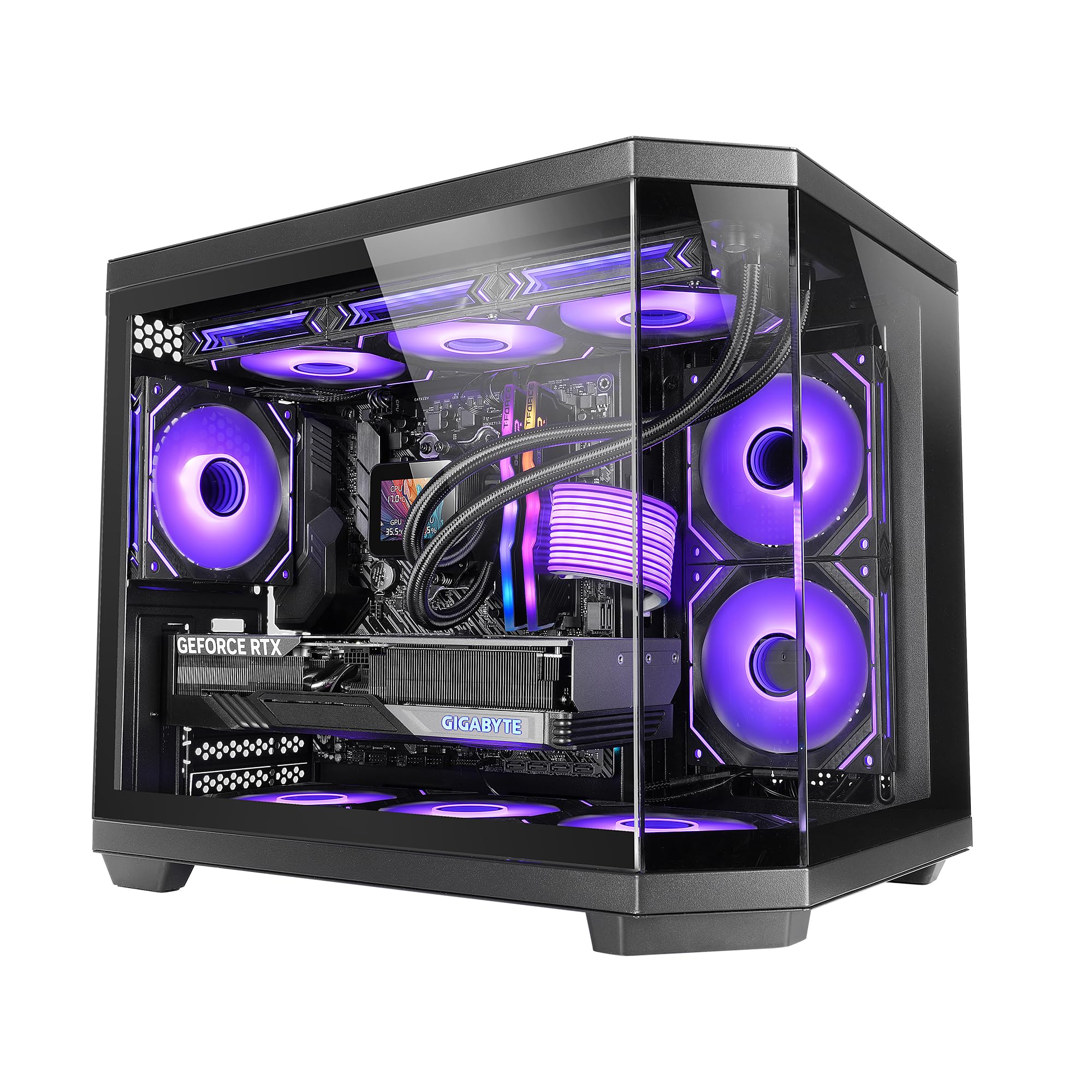 Mars Gaming MC-​3TCOREM, Boîtier Gaming Custom Micro-​ATX, Triple Fenêtre en Verre Trempé, Double Chambre Latérale, Support Refroidissement Liquide 360mm, Gestion Câblage, Mini-​Tour PC, USB-​C, Noir