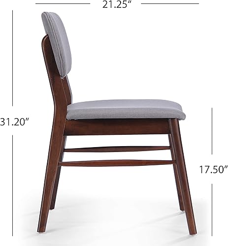 Miniatura 8 de Christopher Knight Home Colette - Sillas de comedor de tela con acabado de nogal, juego de 2 piezas, gris claro y nogal