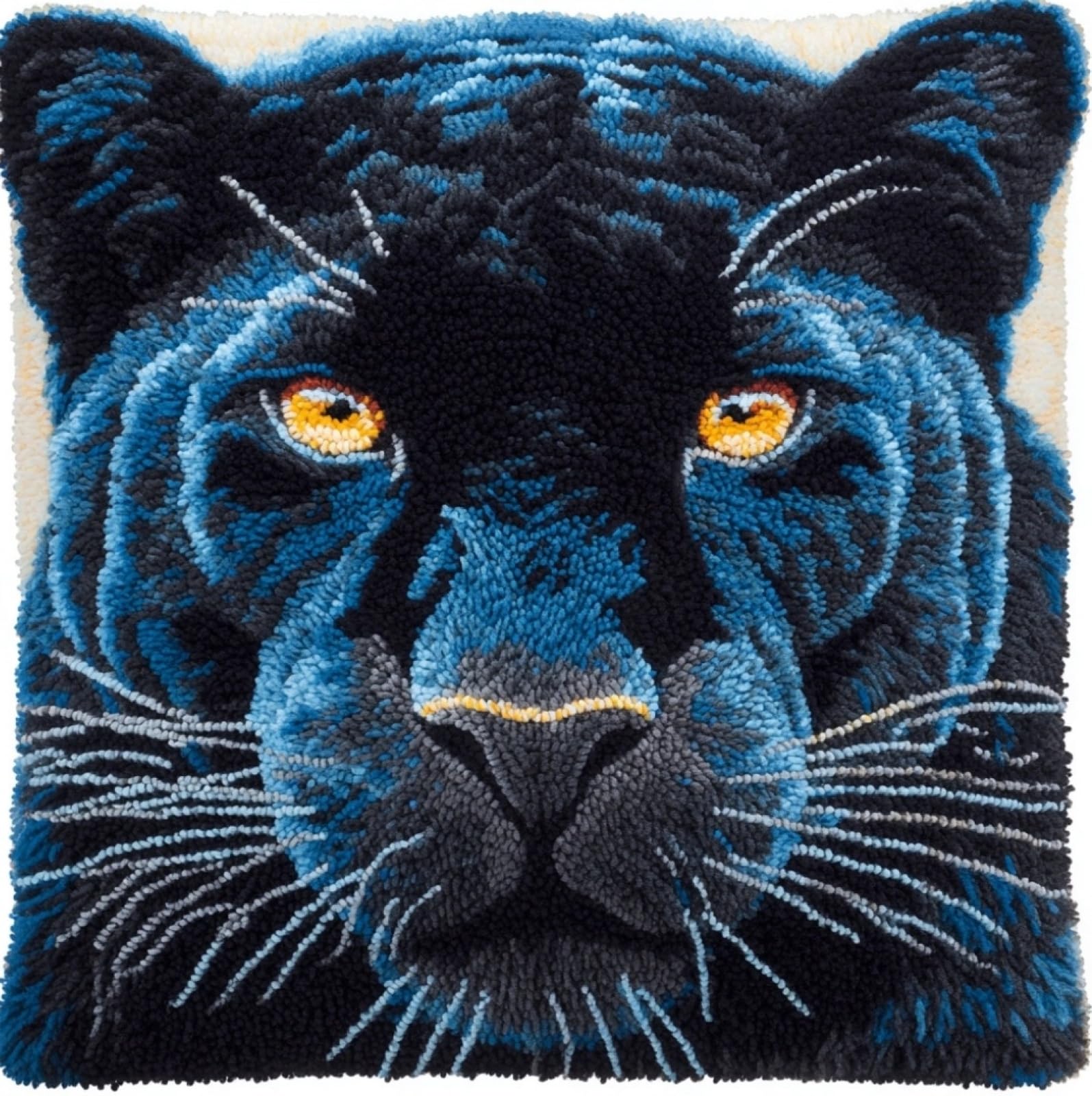 WallustrioaW 43x43cm Latch Hook Embroidery Cushion Kit,Black Panther