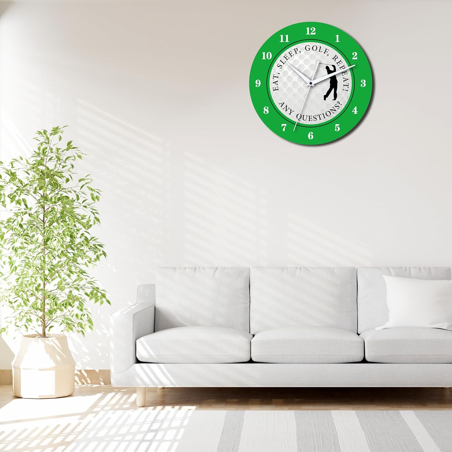 12 Inch Golf-Themed Wall Clock — Silent Non‑Ticking Analog, Battery Operated Round Decorative Clock for Living Room, Office, Man Cave — Golf Gift for Dad & Golfers