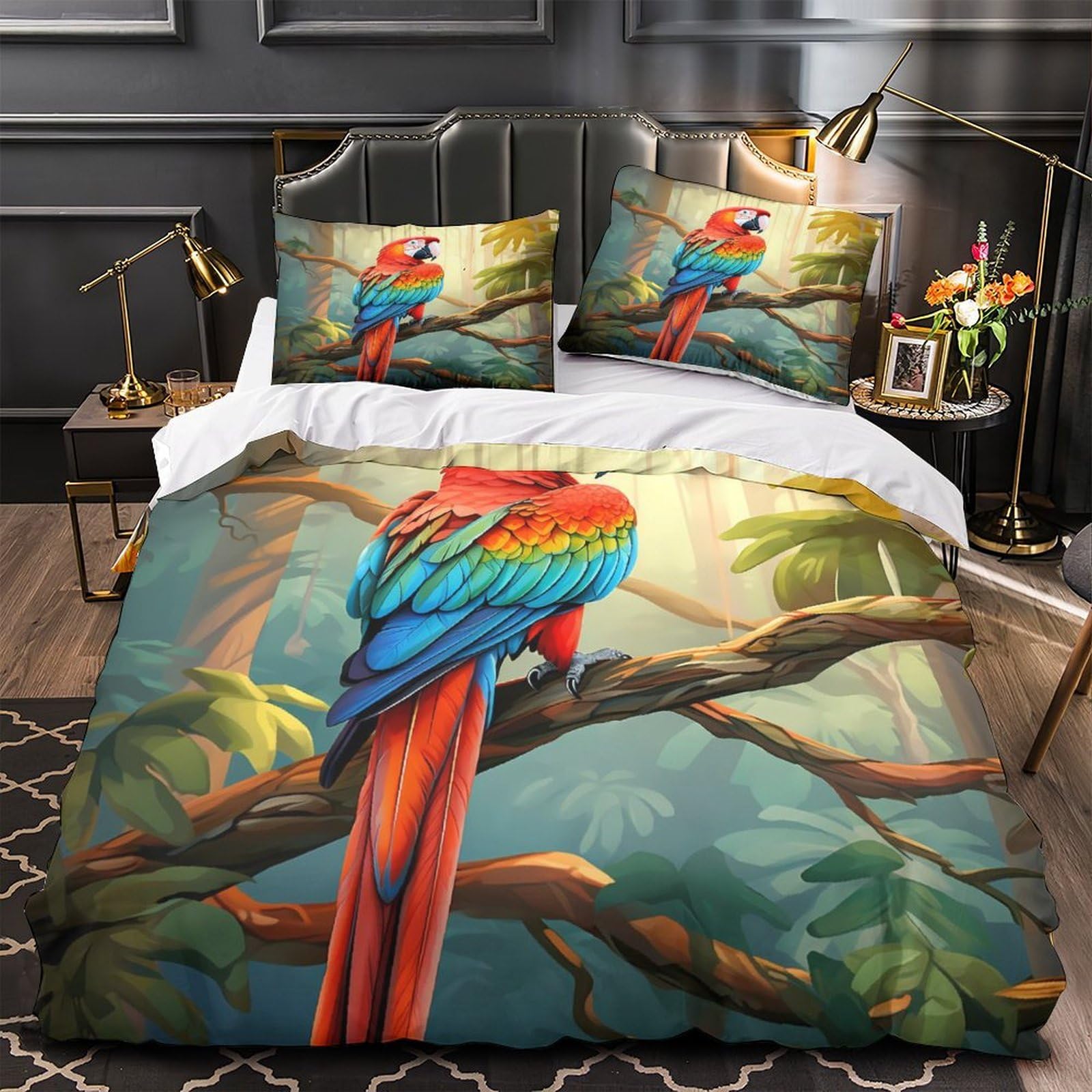 Housse de couette fleurs sauvages hypoallergénique et ultra douce en microfibre 260x220
