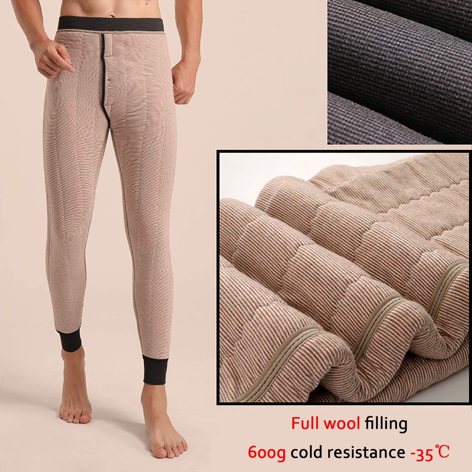 G&F Męskie spodnie termiczne, legginsy, wełniane, z podszewką, ciepłe, grube, długie majtki zimowe (kolor: C, rozmiar: średni)