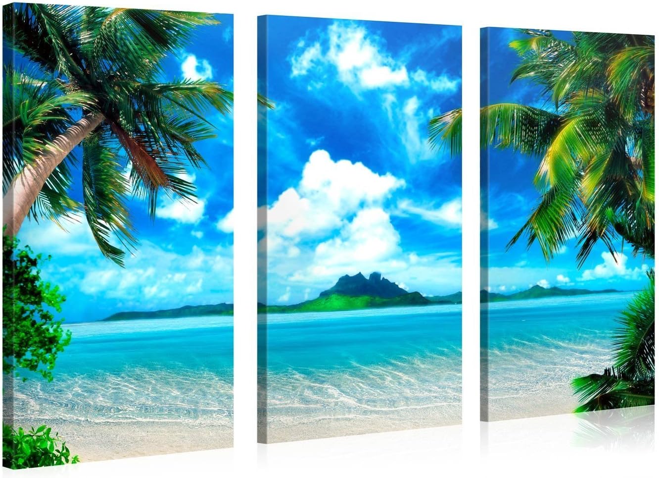 Caribbean Island - Beach Landscape with Palm Trees Gallery Wrapped Canvas Print Size: 40" W x 24" H