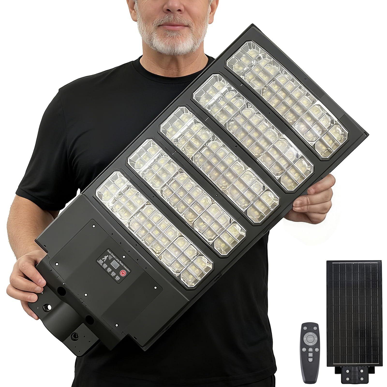 YACAISI 6000W Solar Street Light Outdoor, 8500K Commercial Parking Lot Dusk to Dawn Waterproof Lights, LED Solar Security Flood Motion Sensor Lamps for Street, Court, Garage, Yard, Road