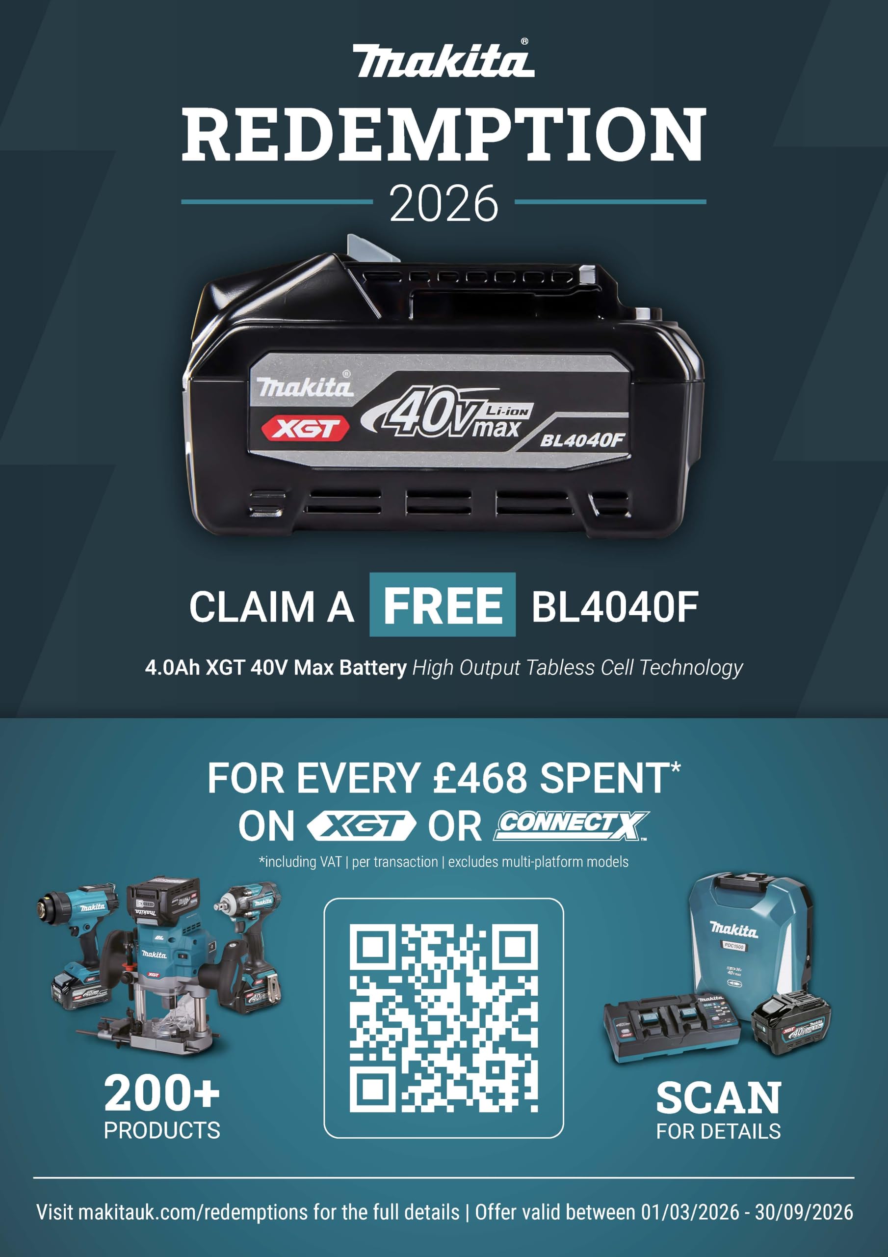 Makita HP003GZ01 Perceuse combinée sans balais Li-ion XGT 40 V Max livrée dans un étui Makpac, piles et chargeur non inclus