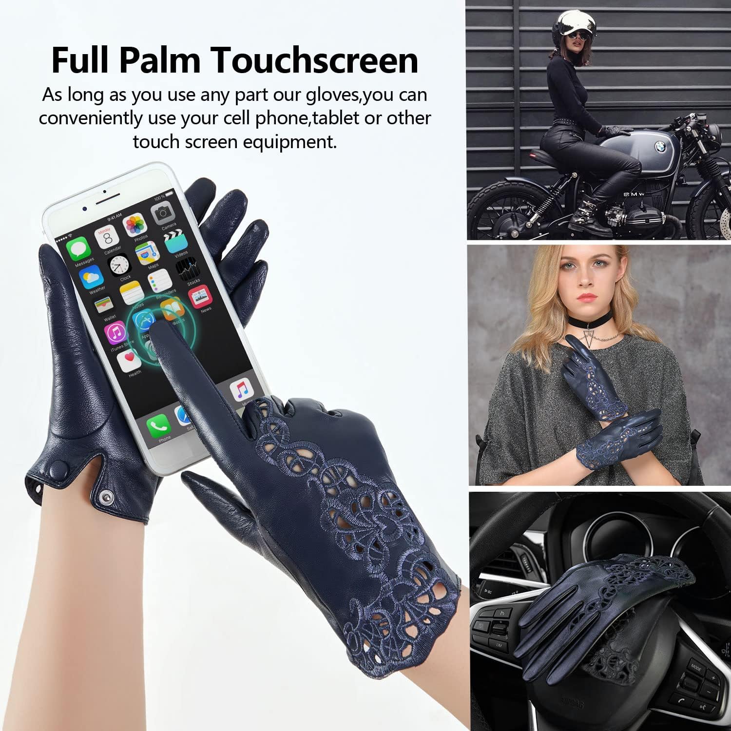 FIORETTO Womens Genuine Leather Driving Gloves Touchscreen Unlined Sheepskin Ladies Driving Gloves Thin W160020 - Image 3