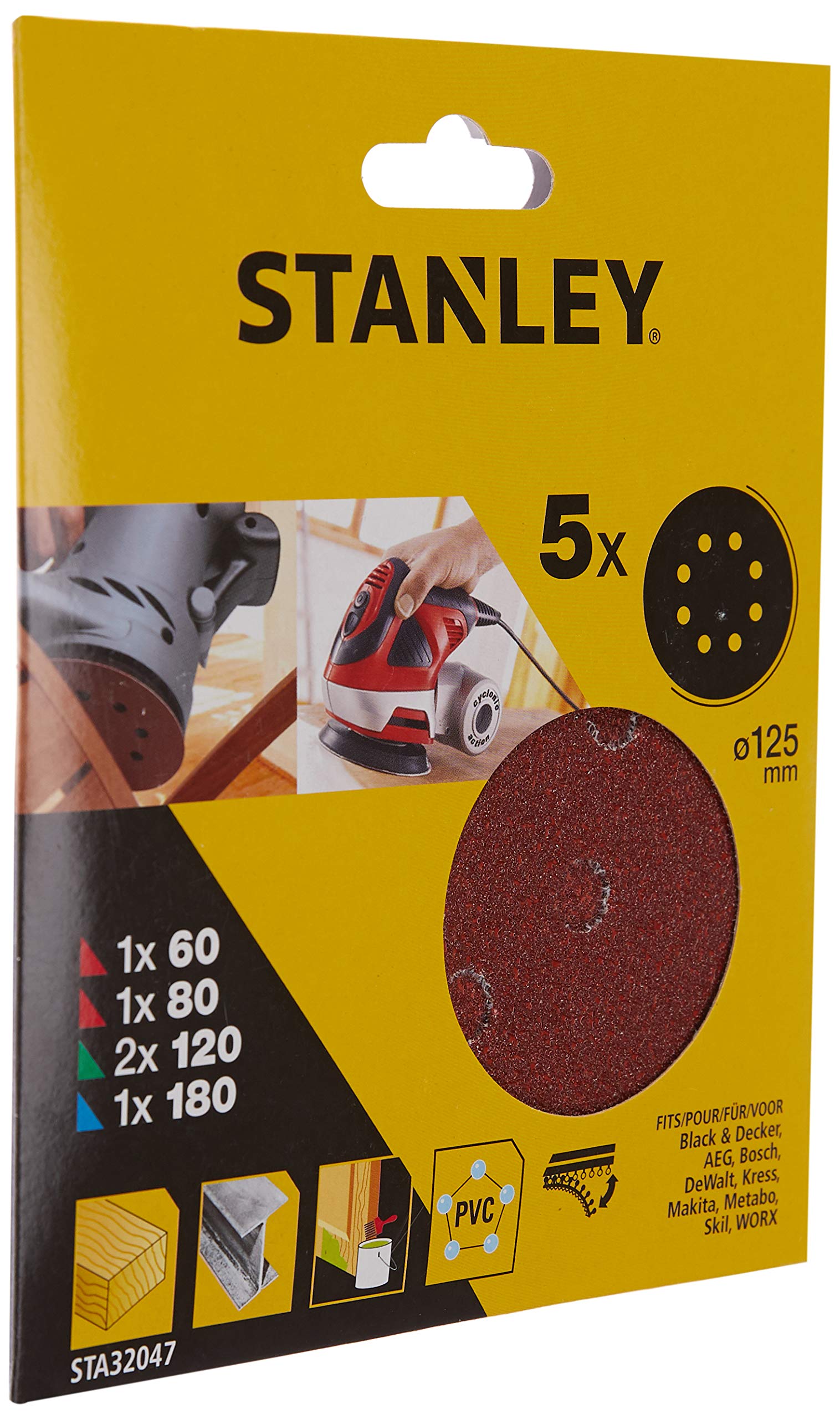STANLEY sta32047-xj Abrasive Disc 5 Piece (s) Accessory for Sander – Abrasive Accessories (5 Piece)