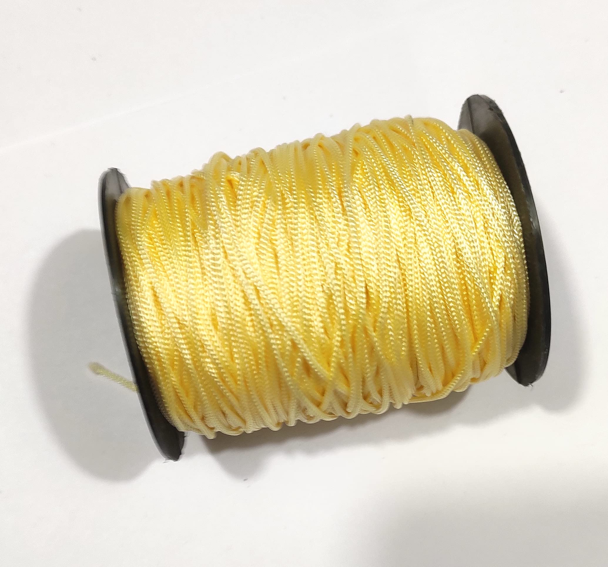 OMX Nylon 1mm Macrame Cord (125 Meters) Nylon Chinese Knotting Cord, 1mm Thick for Macrameideally Used for Jewelry Making, Bags and Various Other Craft Projects. (Lt Yellow Creamish)