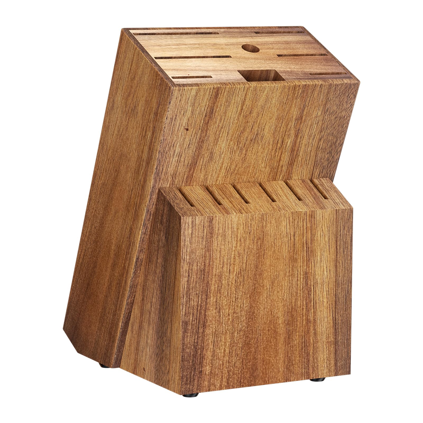 Range Couteaux de Cuisine, Bloc à Couteaux en Bois, Porte Couteau Universel, 14 Fentes, Bloc Couteau de Cuisine Vide avec Aiguiseur Intégré et Ciseaux, Pieds Antidérapants, Pin